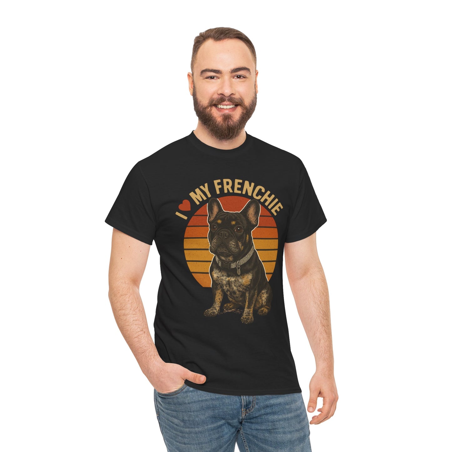I Love My Frenchie T-Shirt | Retro French Bulldog Tee | Black & Tan Frenchie Gift | Vintage Dog Lover Shirt for Frenchie Moms & Dads