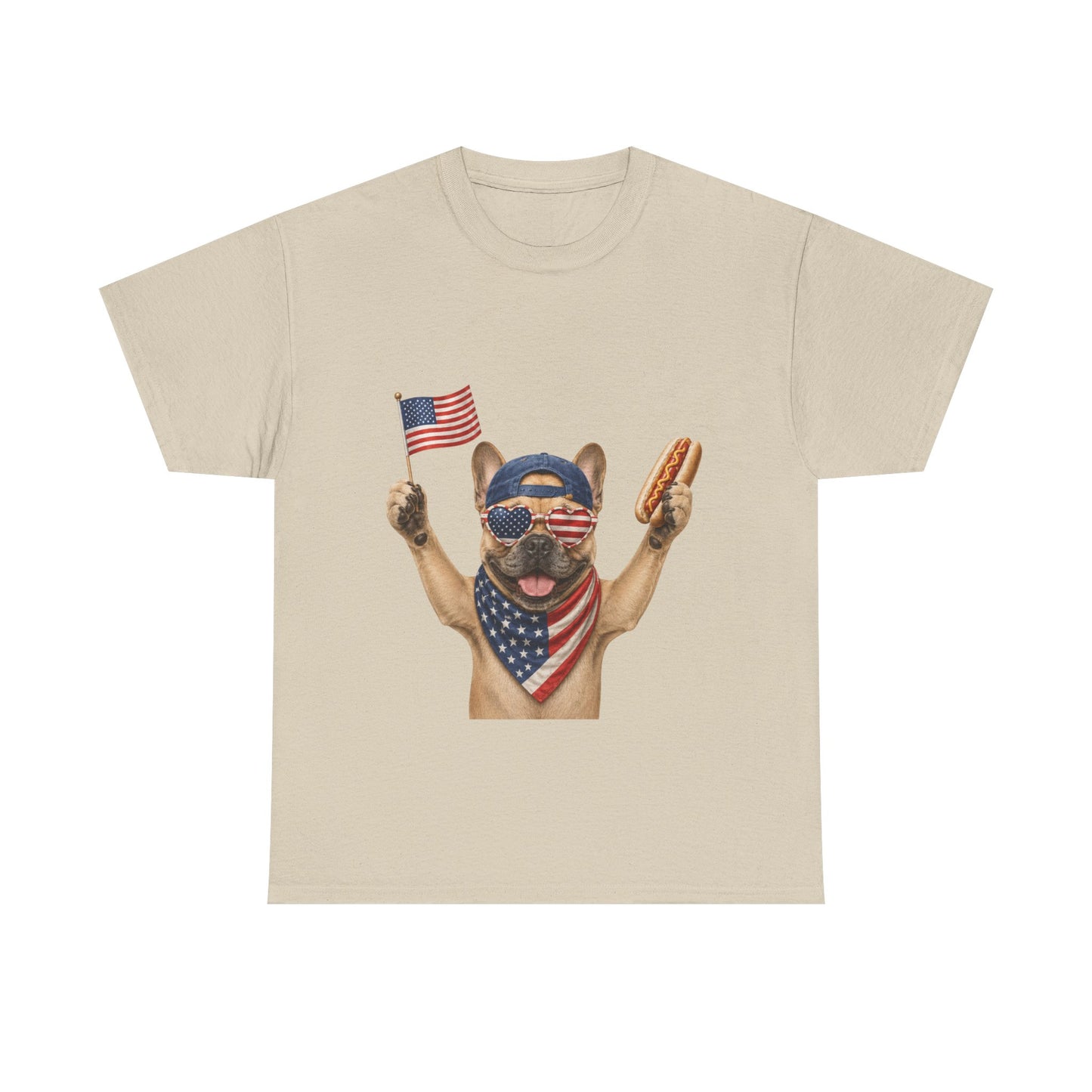 Patriotic French Bulldog Shirt, Funny Frenchie 4th of July Tee, American Flag Dog Shirt, Hot Dog French Bulldog Gift, USA Dog Lover Shirt