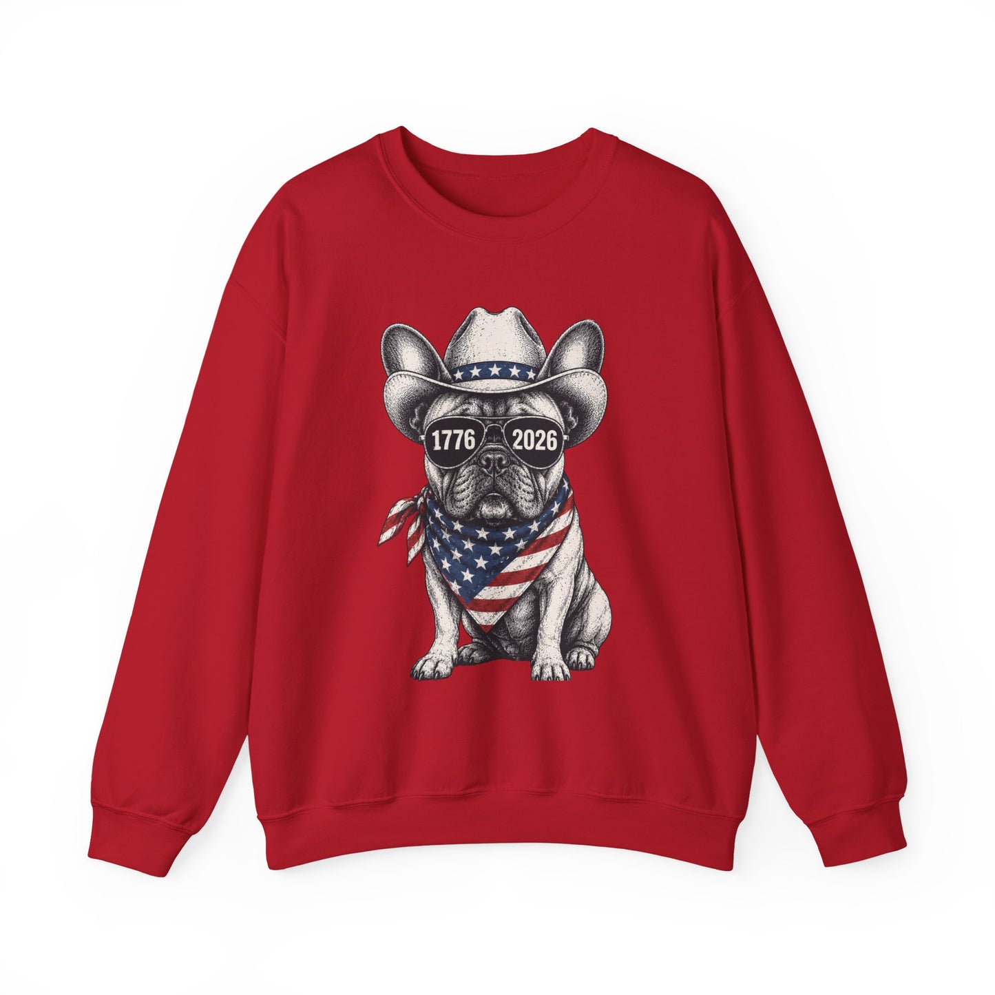 America 250 French Bulldog Sweatshirt, Patriotic Frenchie Crewneck, 1776 2026 USA Anniversary Sweatshirt, Fourth of July Dog Lover Gift