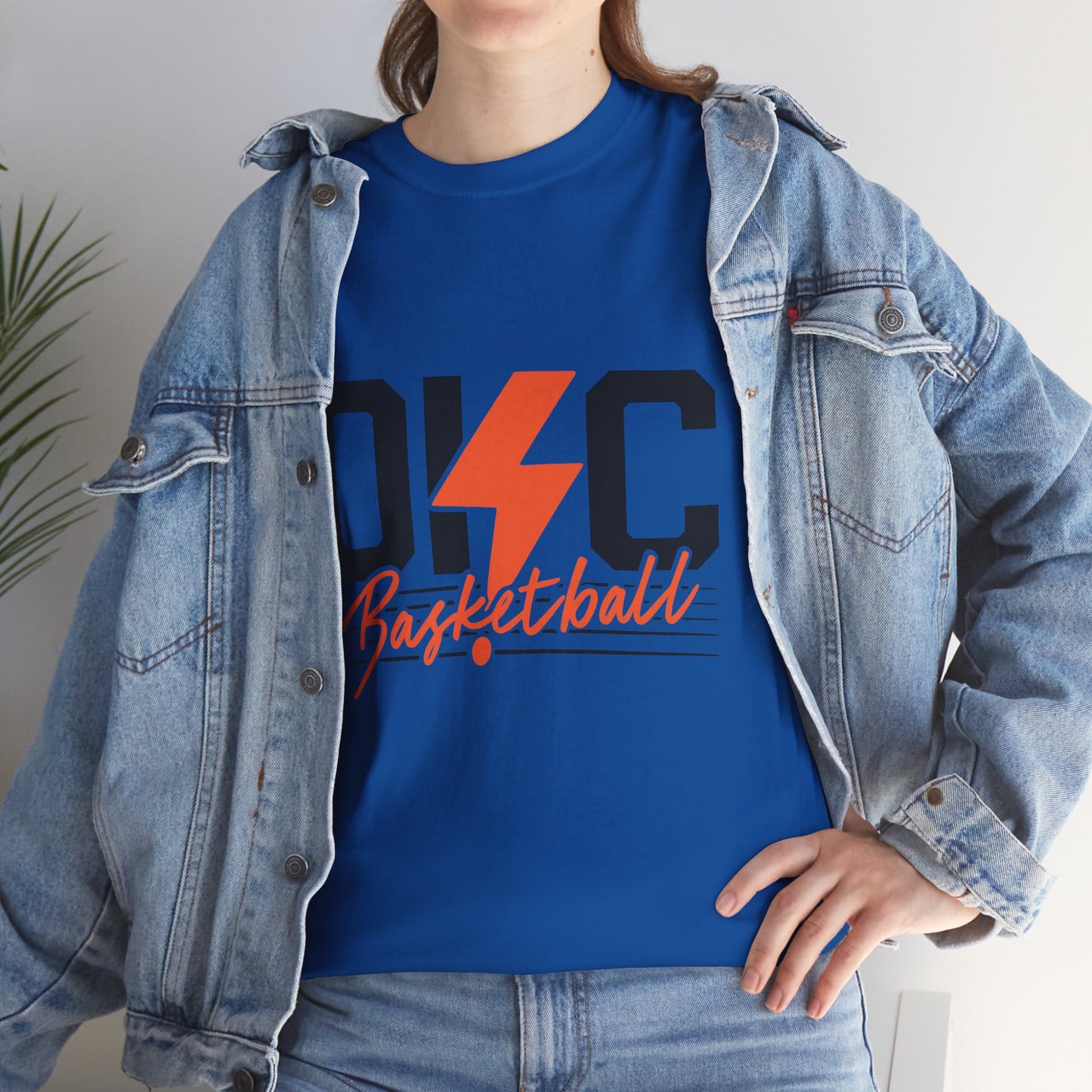 OKC Basketball Lightning Bolt Shirt • Retro Oklahoma City Hoops Tee • Blue & Orange Game Day T-Shirt • Local Basketball Fan Gift