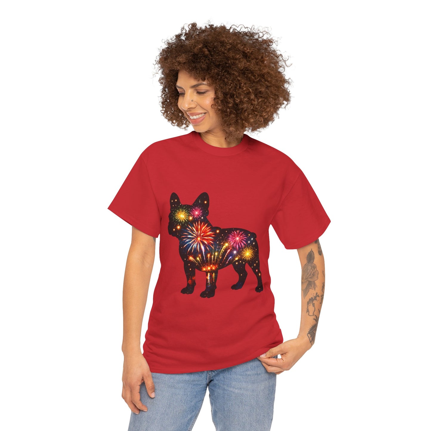 Patriotic French Bulldog Shirt, Fireworks Frenchie Tee, Fourth of July Dog Lover Shirt, Independence Day French Bulldog Gift, USA Dog Tee