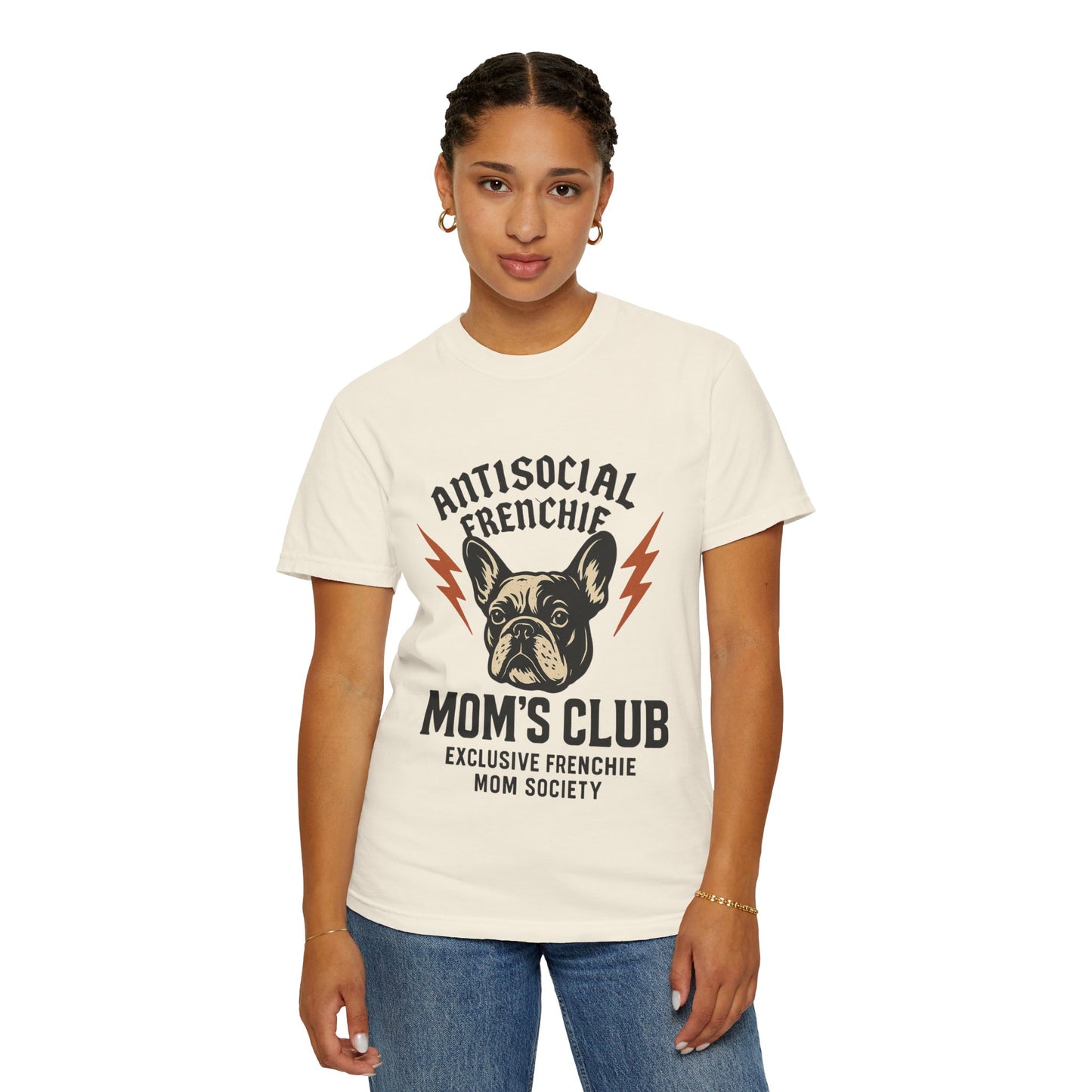 Antisocial Frenchie Mom’s Club Shirt – Retro French Bulldog Mom Tee, Funny Frenchie Lover Gift, Vintage Dog Mom Graphic T-Shirt