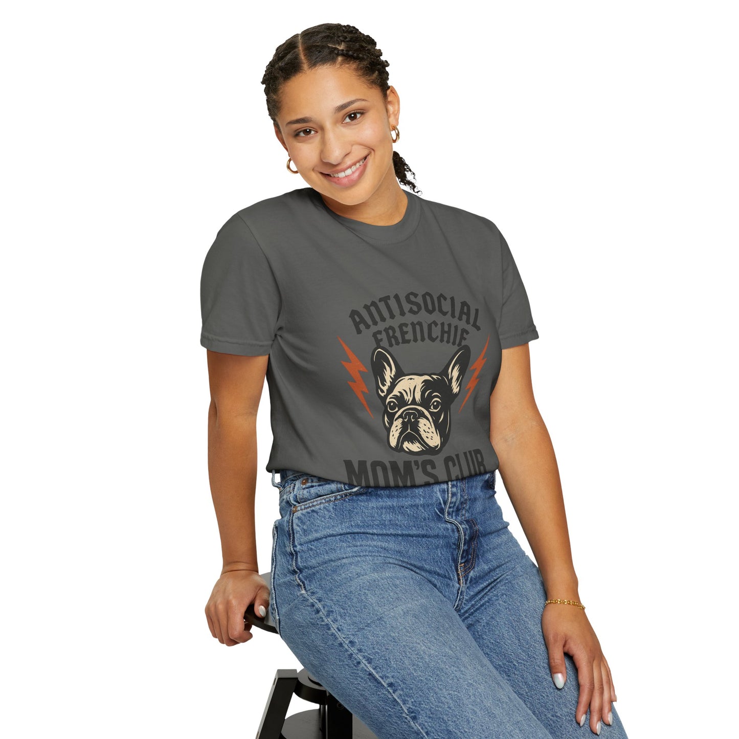 Antisocial Frenchie Mom’s Club Shirt – Retro French Bulldog Mom Tee, Funny Frenchie Lover Gift, Vintage Dog Mom Graphic T-Shirt