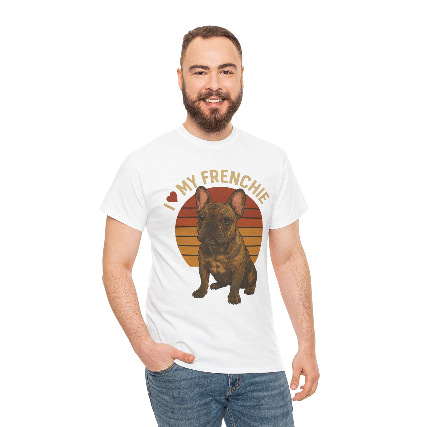 I Love My Frenchie T-Shirt | Brindle French Bulldog Retro Tee | Vintage Dog Lover Shirt | Frenchie Mom & Dad Gift