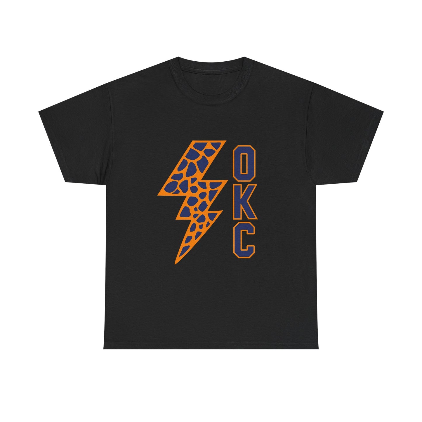 OKC Leopard Lightning Bolt T-Shirt | Oklahoma City Basketball | Blue & Orange Game Day Tee