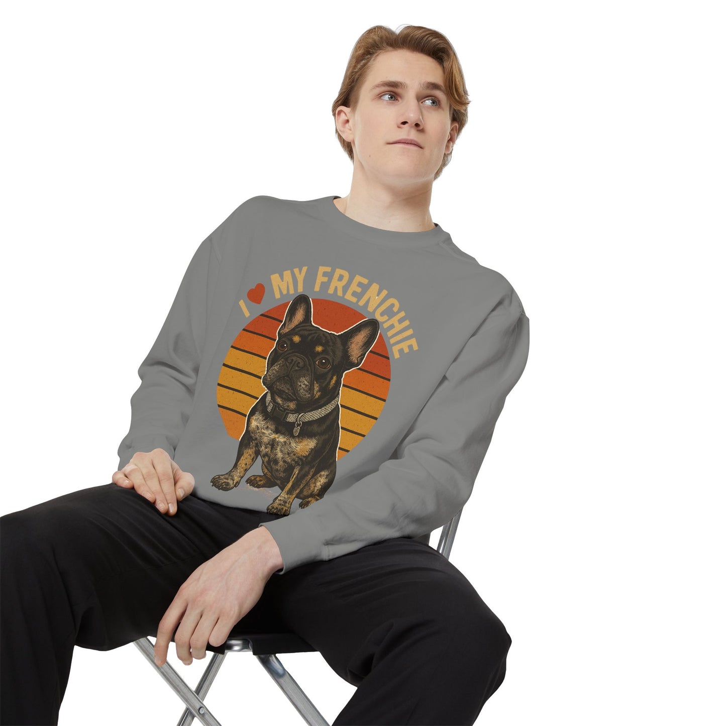 I Love My Frenchie Sweatshirt | Retro French Bulldog Pullover | Vintage Dog Lover Crewneck | Frenchie Mom & Dad Gift
