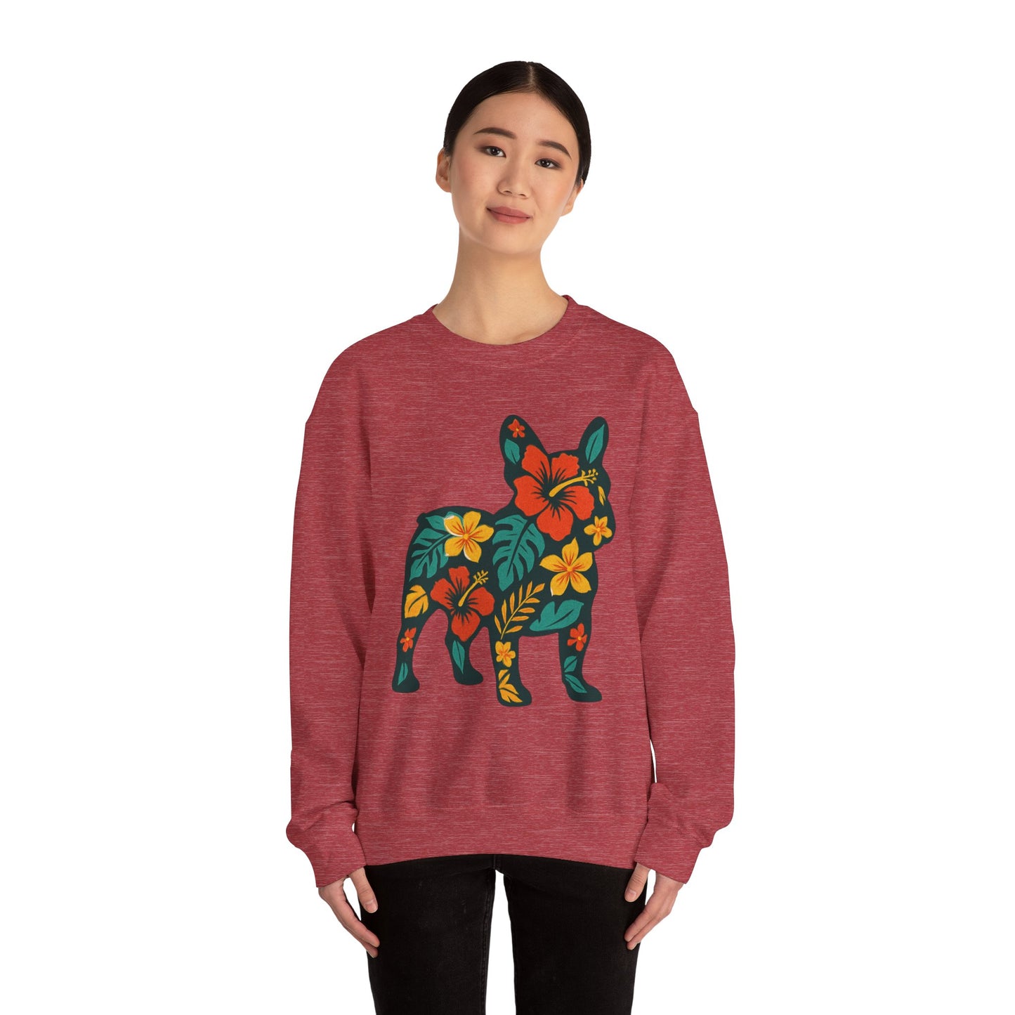 Hawaiian French Bulldog Sweatshirt | Tropical Floral Frenchie Sweater | Summer Dog Lover Gift | Cute Floral Frenchie Pullover