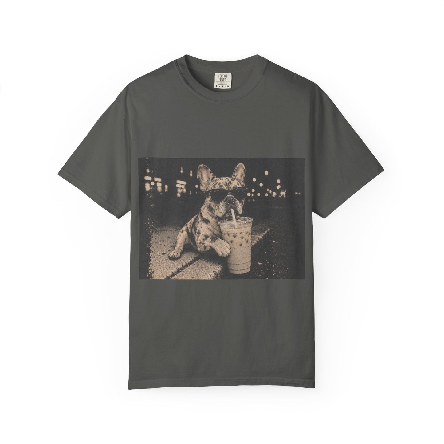 Funny Coffee French Bulldog Shirt, Iced Coffee Frenchie Tee, Vintage French Bulldog Coffee Lover Shirt, Dog Mom Gift, Cafe Frenchie Shirt
