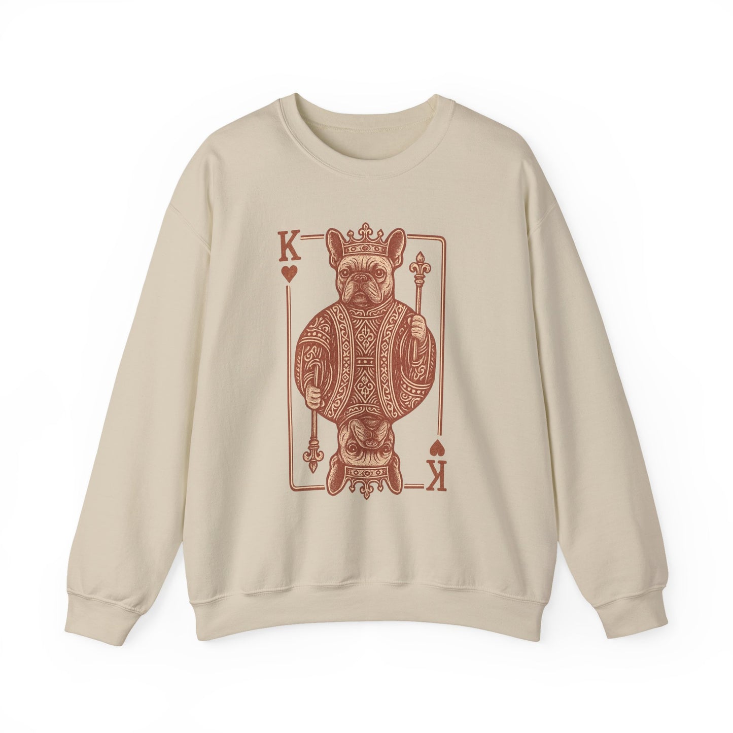King French Bulldog Sweatshirt, Frenchie Playing Card Crewneck, Royal French Bulldog Pullover, King of Hearts Frenchie Sweatshirt, Vintage Dog Lover Gift