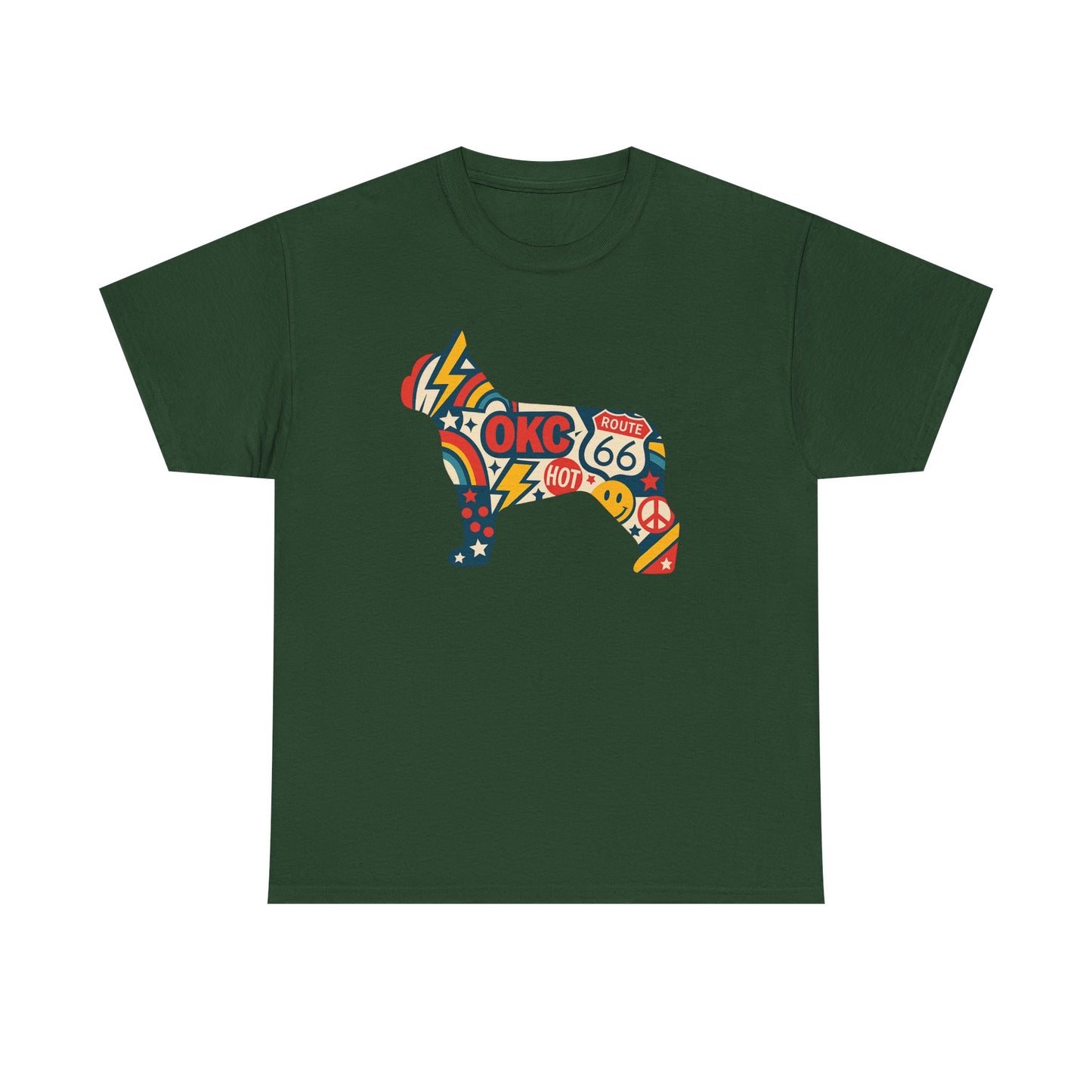 Oklahoma Route 66 French Bulldog T-Shirt | Retro OKC Frenchie Tee | Vintage Route 66 Dog Lover Shirt | Oklahoma Pride Gift for Frenchie Fans