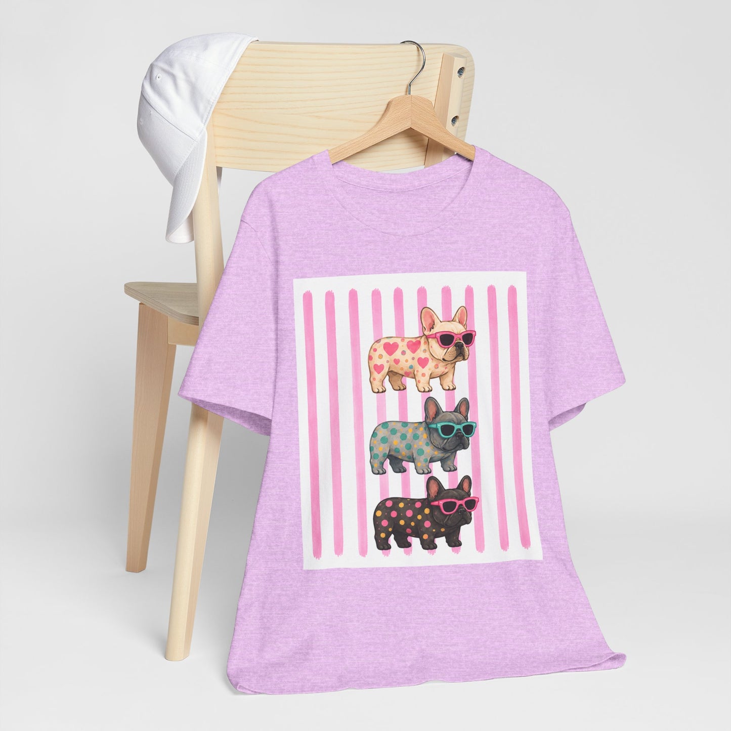 Cute French Bulldog Shirt, Pink Frenchie Sunglasses Tee, Colorful Frenchie Graphic Shirt, Dog Mom Gift, French Bulldog Lover T-Shirt