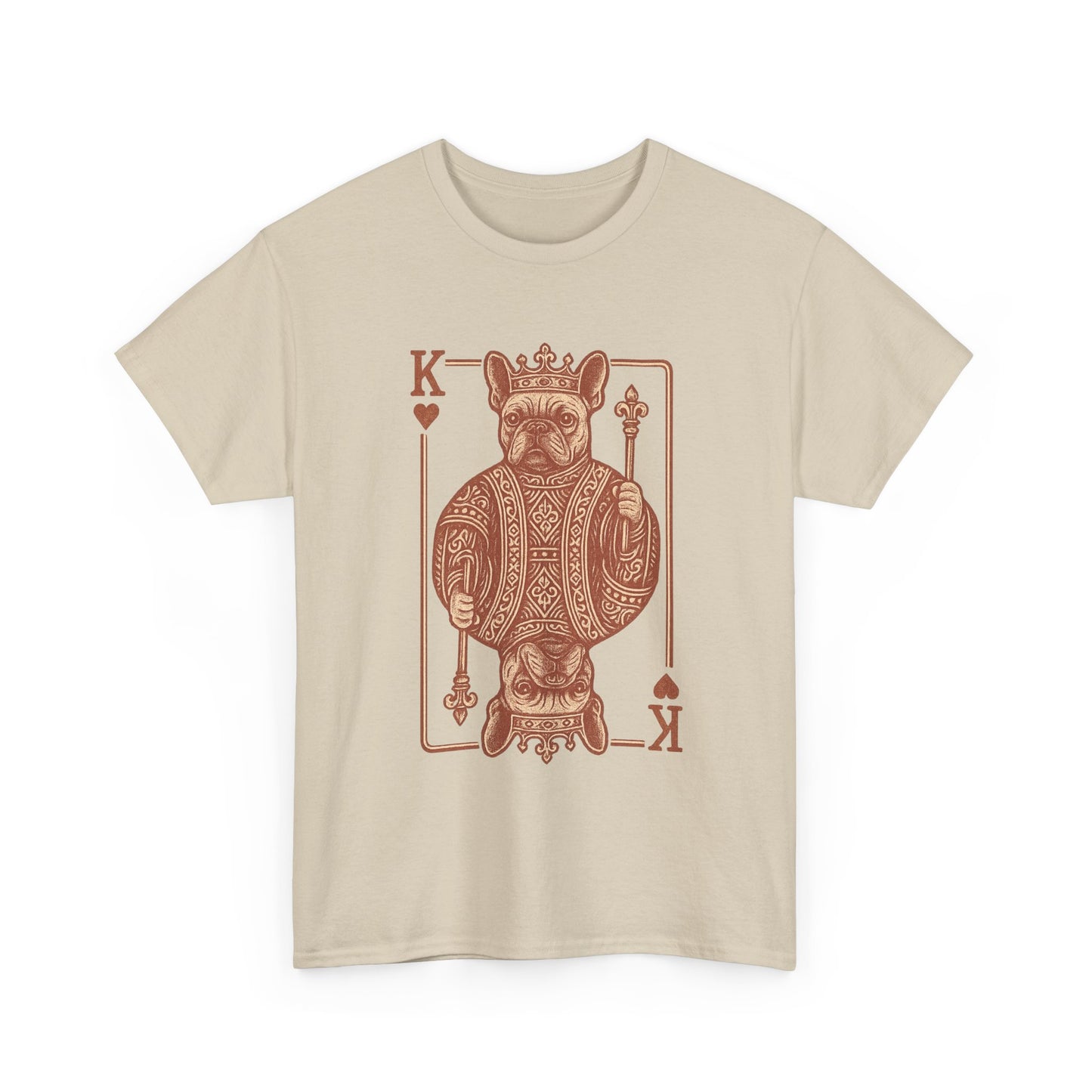 King French Bulldog Shirt, Frenchie Playing Card Tee, Royal Frenchie T-Shirt, Vintage French Bulldog Graphic Shirt, Dog Lover Gift, King of Hearts Frenchie Tee