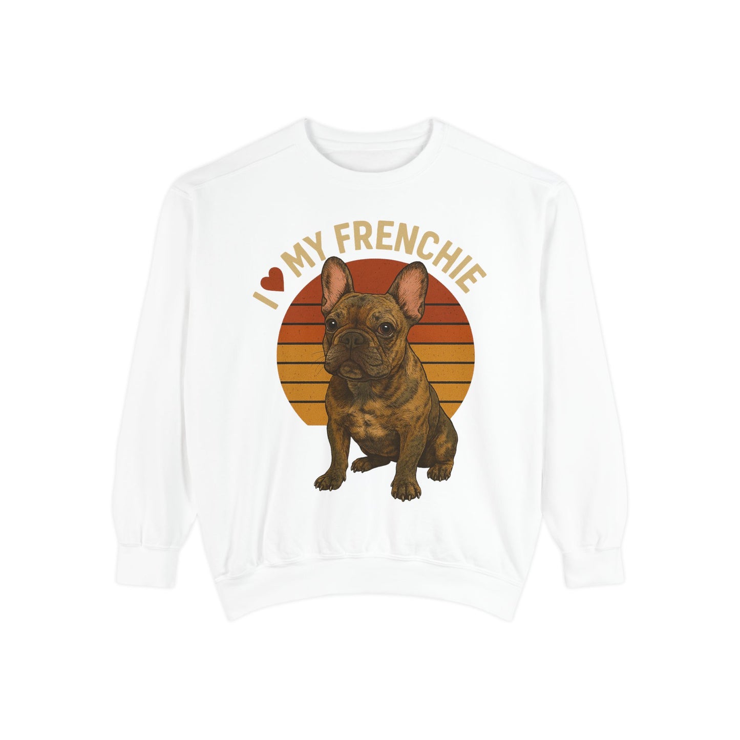 I Love My Frenchie Sweatshirt | Brindle French Bulldog Pullover | Retro Dog Lover Crewneck | Vintage Frenchie Mom & Dad Gift