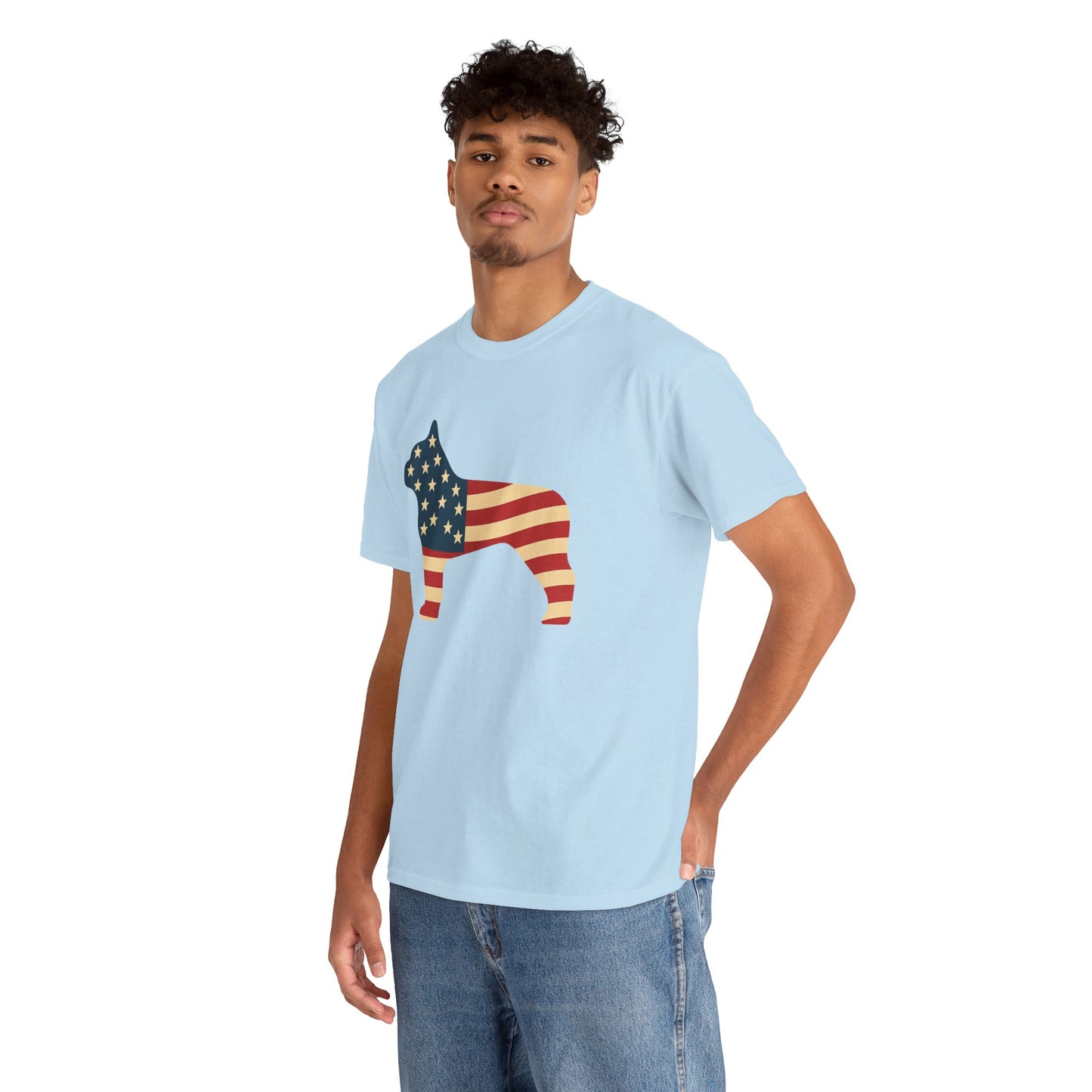 Patriotic French Bulldog T-Shirt | American Flag Frenchie Tee | USA Dog Lover Shirt | 4th of July French Bulldog Gift for Dog Moms & Dads