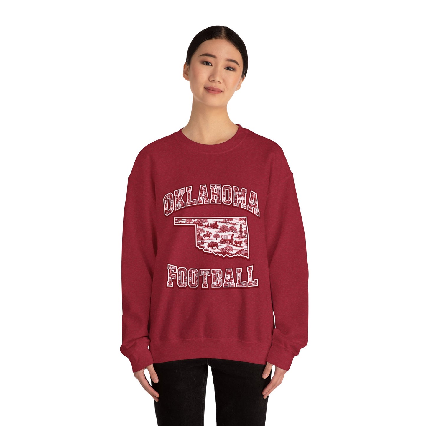 Oklahoma Football Sweatshirt, Oklahoma State Toile Crewneck, Crimson Game Day Sweatshirt, Oklahoma Fan Gift, Vintage Football Crewneck, sooner