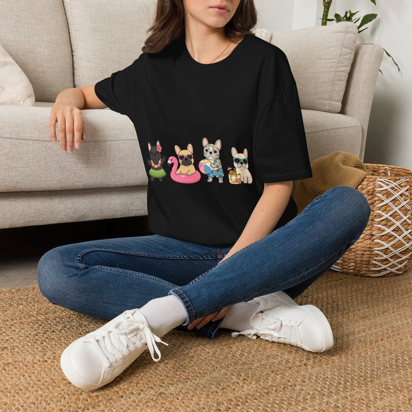 Summer French Bulldog Shirt, Beach Frenchie Tee, Cute Frenchie Summer Shirt, Vacation Dog Mom Shirt, Tropical French Bulldog Graphic Tee