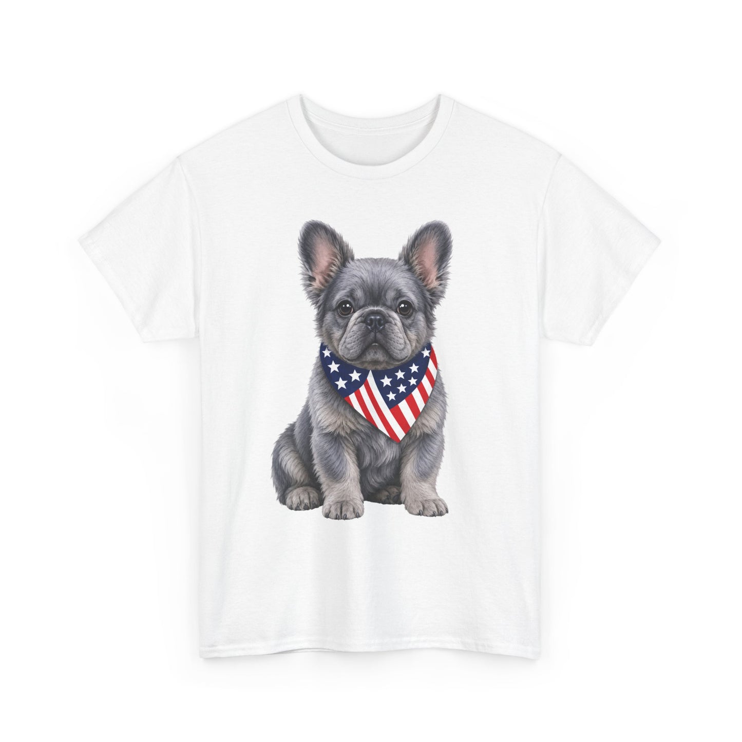 Patriotic Fluffy French Bulldog Shirt, Fluffy Frenchie American Flag Tee, Fourth of July Dog Lover Shirt, USA Fluffy Frenchie Gift