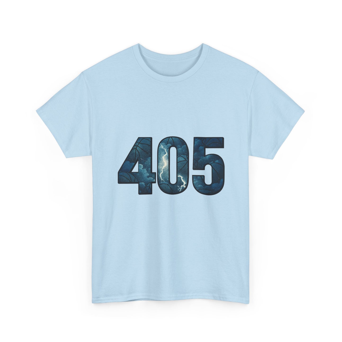 405 Thunder Lightning Tee | OKC Basketball Shirt | Oklahoma Area Code Shirt | Orange & Blue Thunder Fan Graphic Tee | Local Pride Shirt