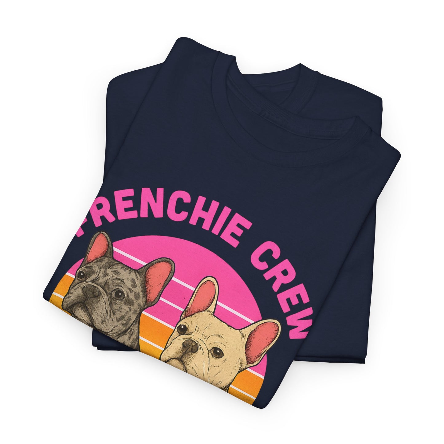 Frenchie Crew T-Shirt | Retro French Bulldog Tee | Merle & Cream Frenchie Dog Lover Shirt | Cute Gift for Frenchie Moms & Dads