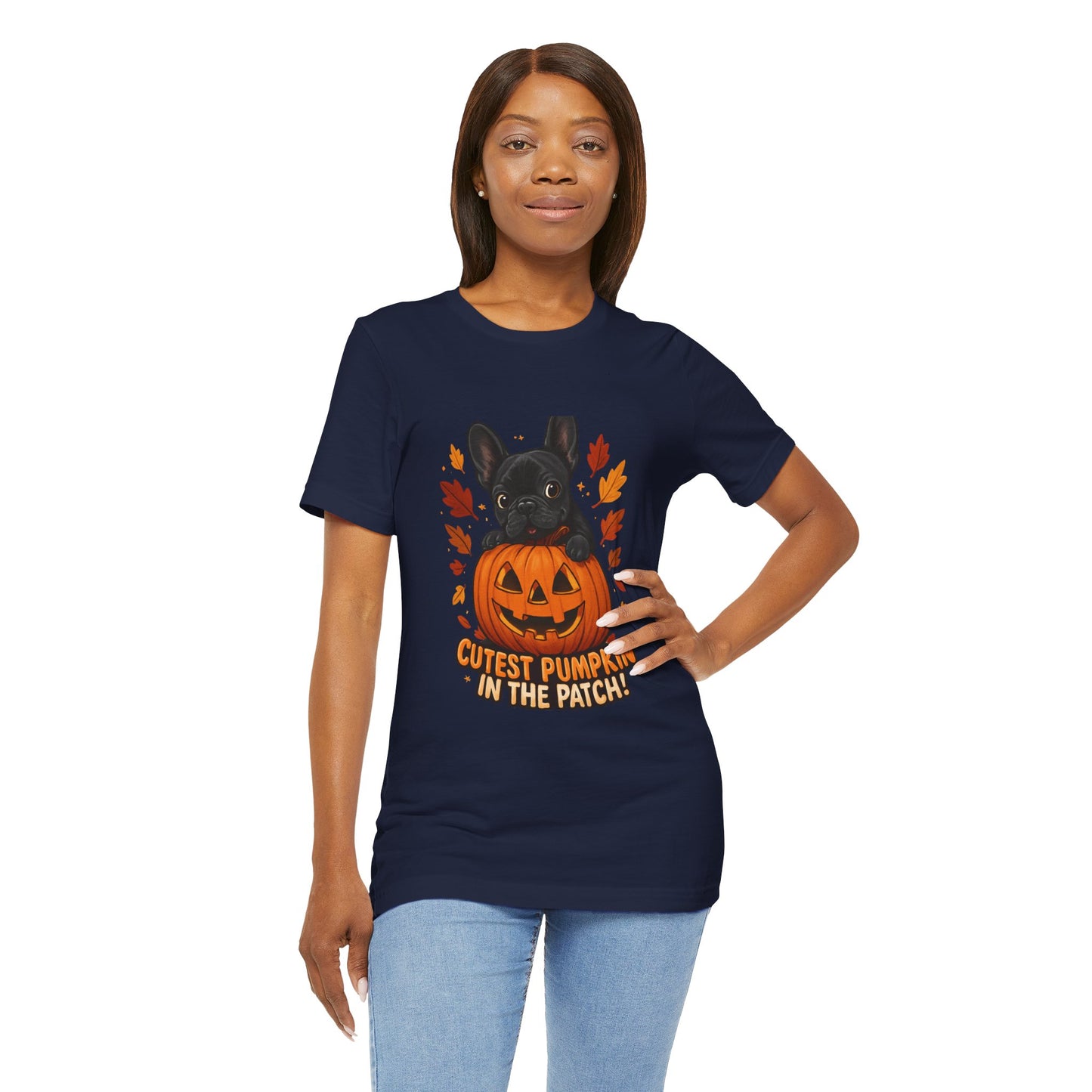Cutest Pumpkin in the Patch Frenchie T-Shirt | Halloween Dog Lover Tee | Fall French Bulldog Shirt | Cute Pumpkin Patch Graphic Tee
