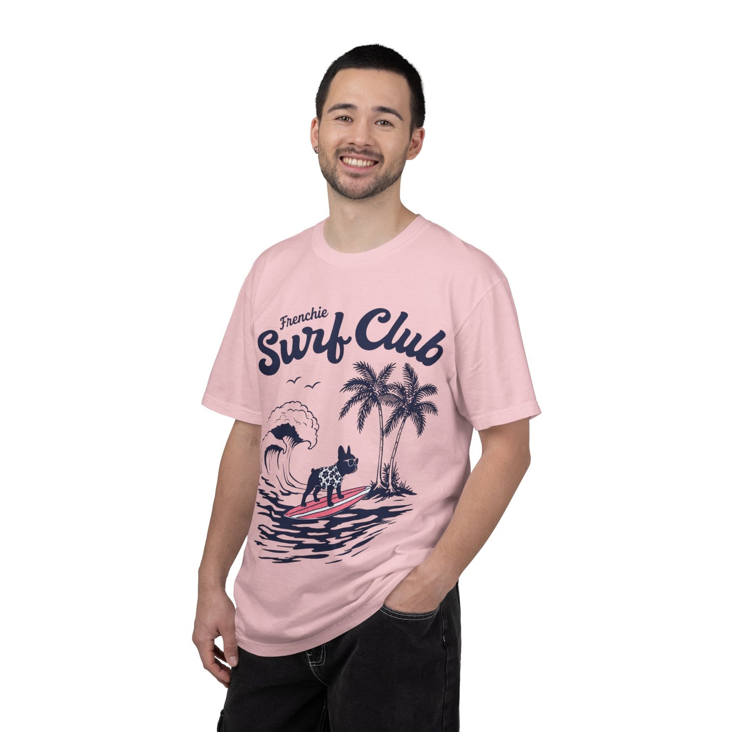 Frenchie Surf Club Shirt, Surfing French Bulldog Tee, Beach Frenchie Shirt, Summer Dog Lover Shirt, Coastal French Bulldog Gift