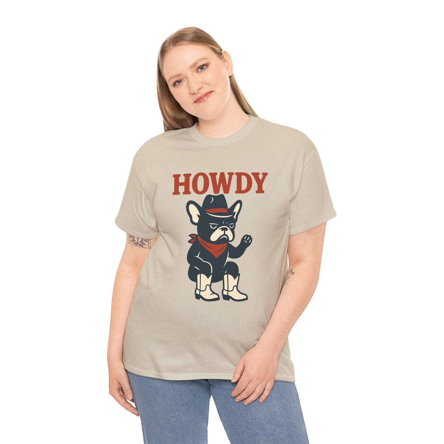 Howdy Frenchie T-Shirt | Cowboy French Bulldog Tee | Western Dog Lover Shirt | Cute Rodeo Pet Gift | Funny Frenchie Cowboy Graphic Tee