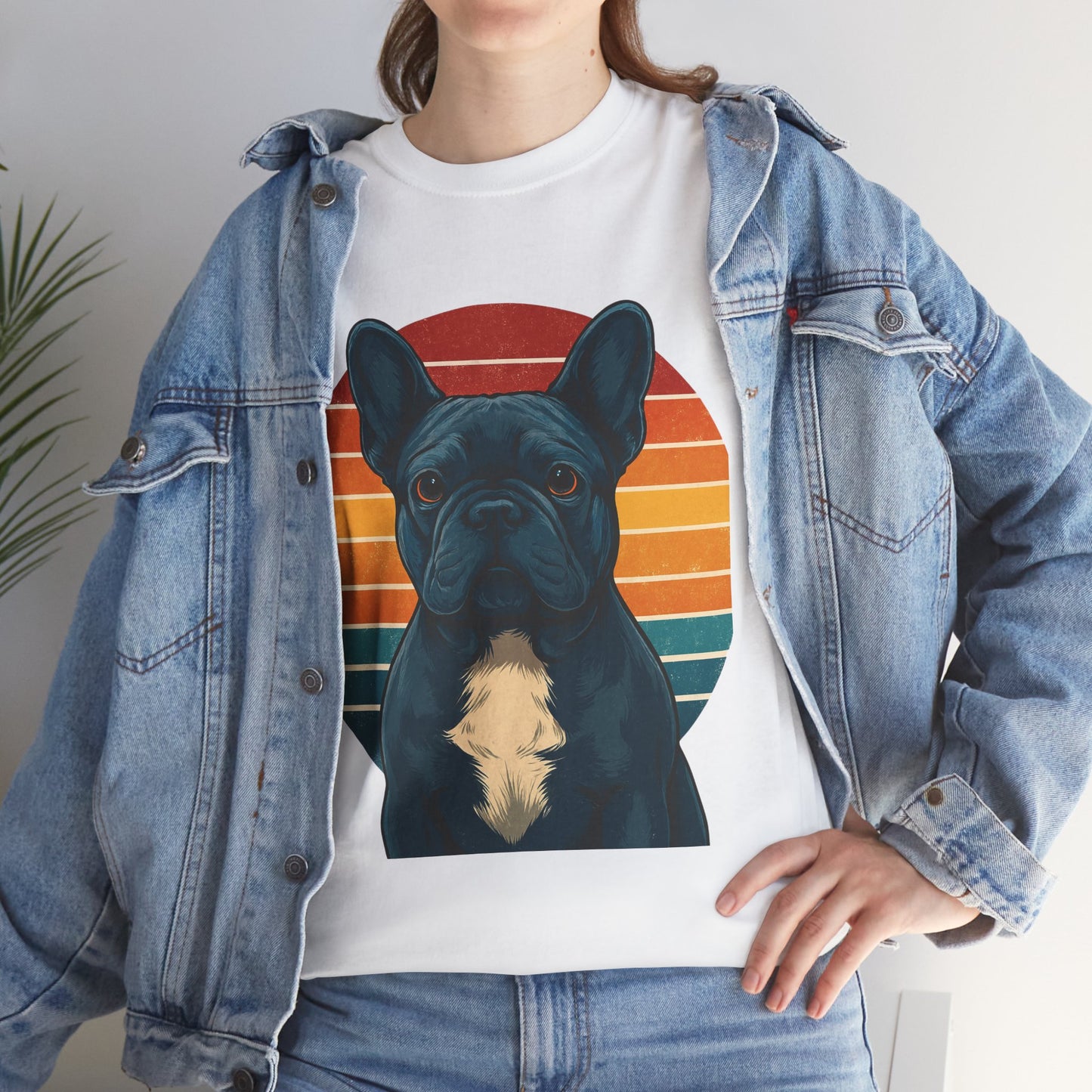 Retro Blue French Bulldog T-Shirt | Vintage Frenchie Dog Tee | 70s Sunset Graphic Shirt | Frenchie Lover Gift | Cute Pet Owner Apparel