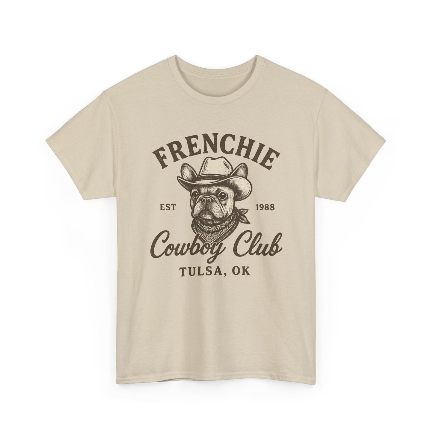Frenchie Cowboy Club T-Shirt | Western French Bulldog Tee | Tulsa Oklahoma Dog Lover Shirt | Vintage Cowboy Graphic | Country Pet Gift