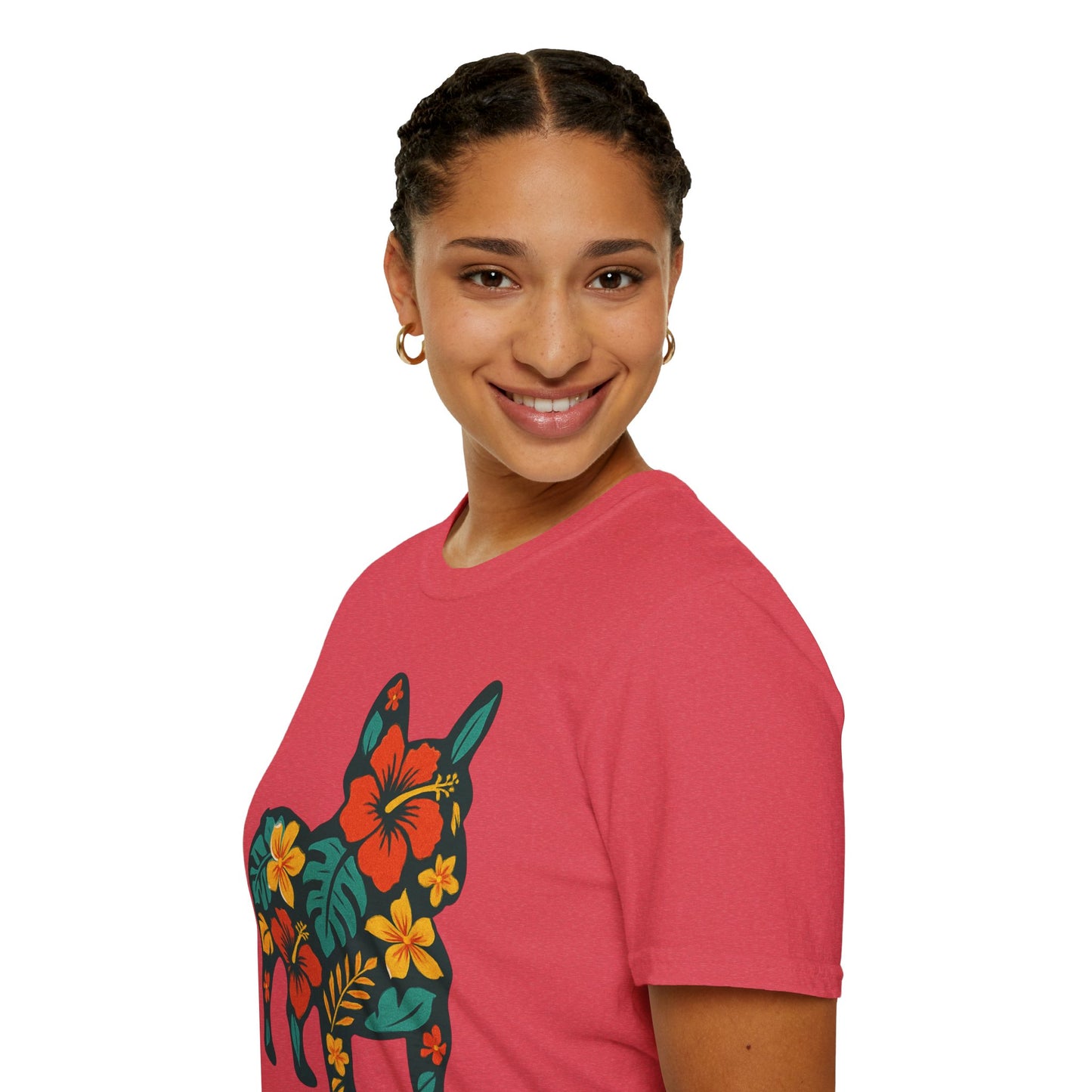 Hawaiian Frenchie Shirt | Floral French Bulldog T-Shirt | Tropical Dog Lover Tee | Cute Summer Frenchie Gift | Hibiscus Dog Silhouette
