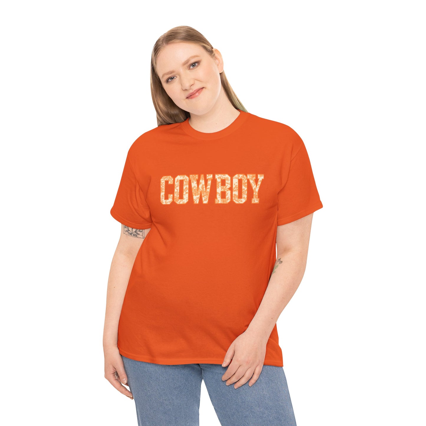 Cowboy Shirt | Western Graphic Tee | Orange Cowboy Typography Shirt | Oklahoma Football Tee | Country Style Cowboy Fan Gift