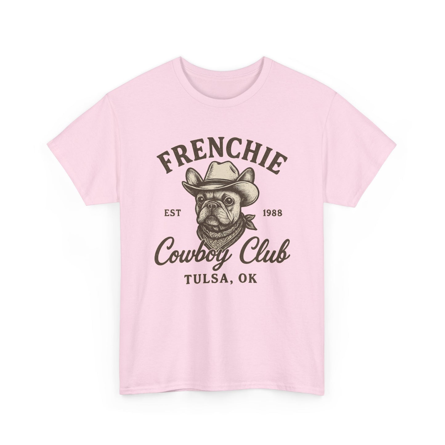 Frenchie Cowboy Club T-Shirt | Western French Bulldog Tee | Tulsa Oklahoma Dog Lover Shirt | Vintage Cowboy Graphic | Country Pet Gift