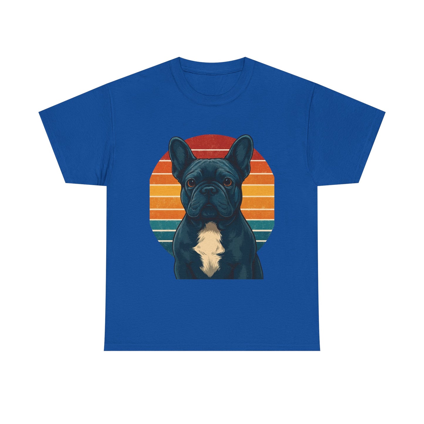 Retro Blue French Bulldog T-Shirt | Vintage Frenchie Dog Tee | 70s Sunset Graphic Shirt | Frenchie Lover Gift | Cute Pet Owner Apparel