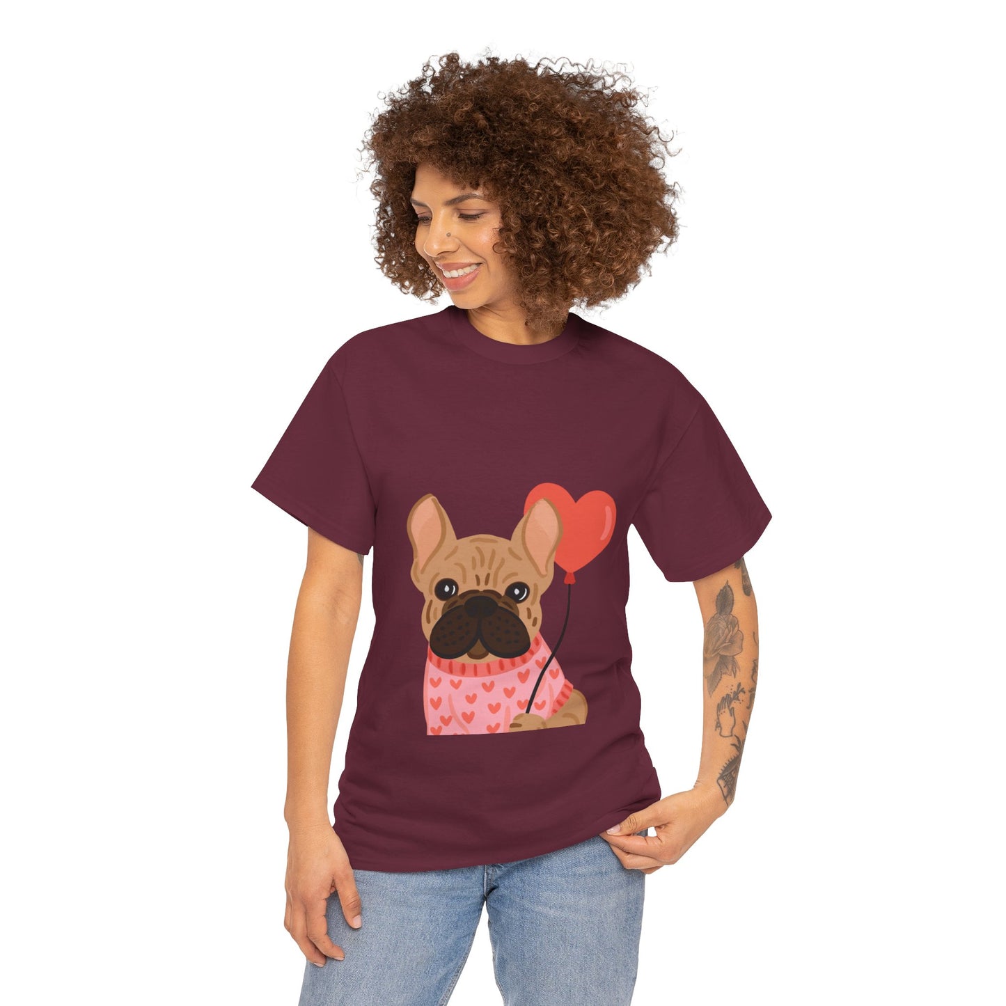Valentine French Bulldog Shirt, Cute Frenchie Heart Balloon Tee, French Bulldog Valentine Gift, Dog Mom Valentine’s Shirt, Frenchie Love Tee