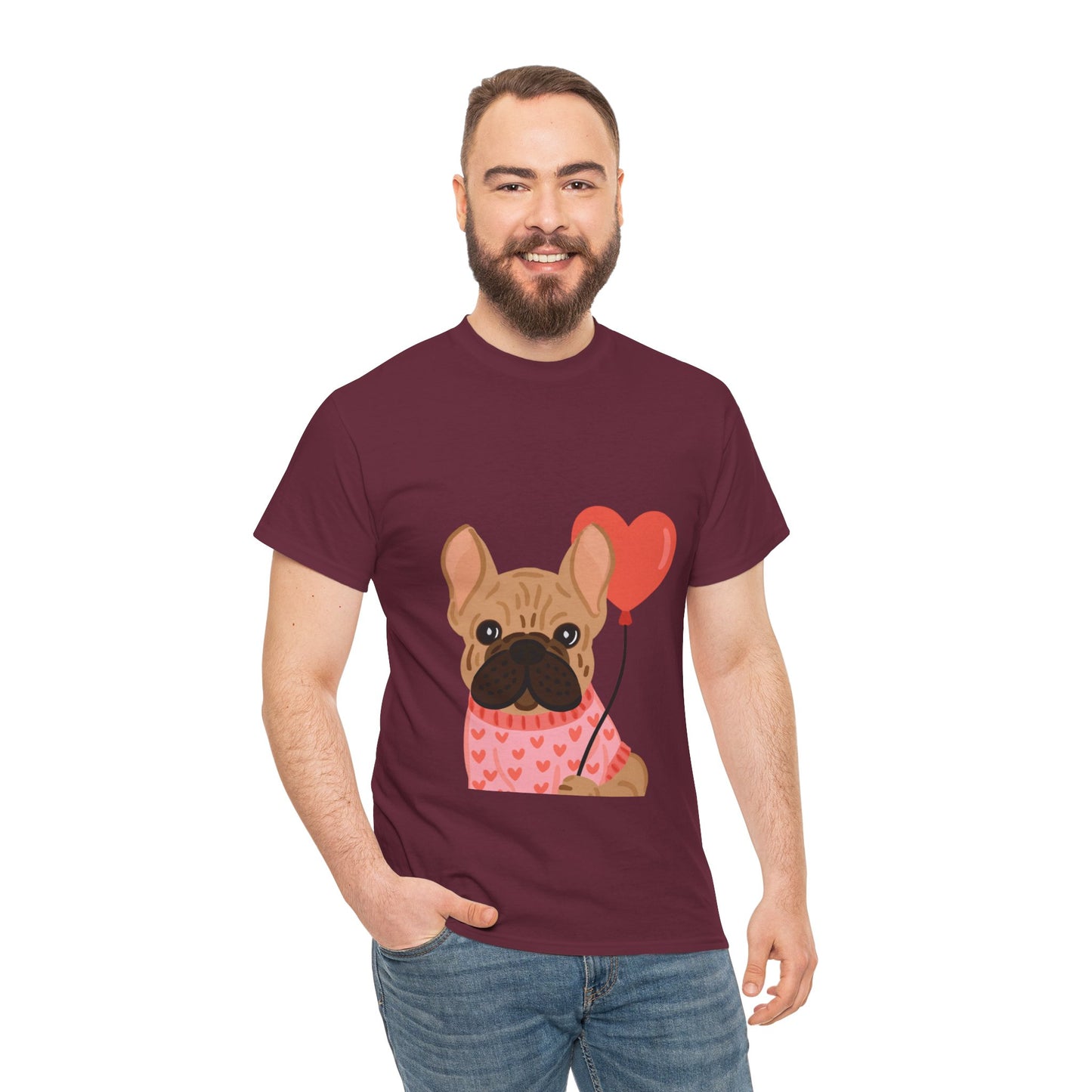 Valentine French Bulldog Shirt, Cute Frenchie Heart Balloon Tee, French Bulldog Valentine Gift, Dog Mom Valentine’s Shirt, Frenchie Love Tee