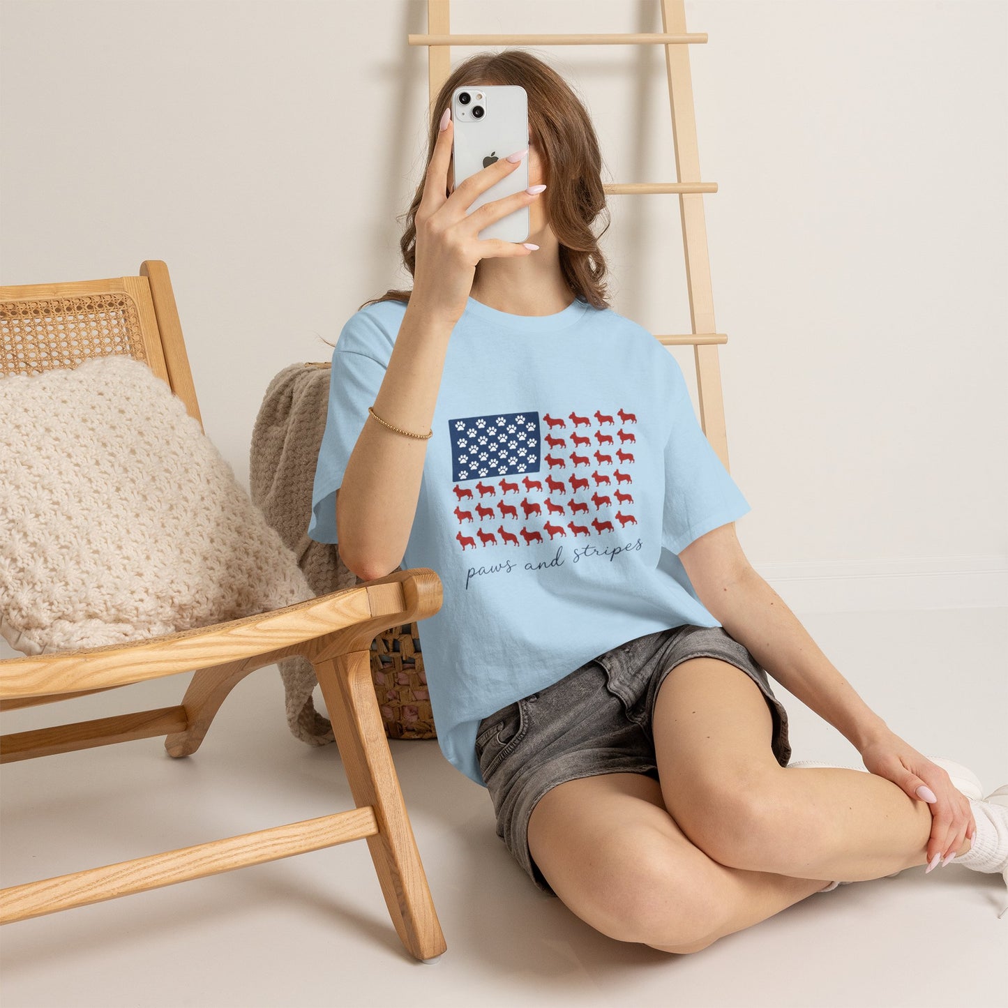 Paws and Stripes Shirt, Patriotic French Bulldog Tee, Frenchie American Flag Shirt, 4th of July Dog Lover Gift, USA Frenchie Tee