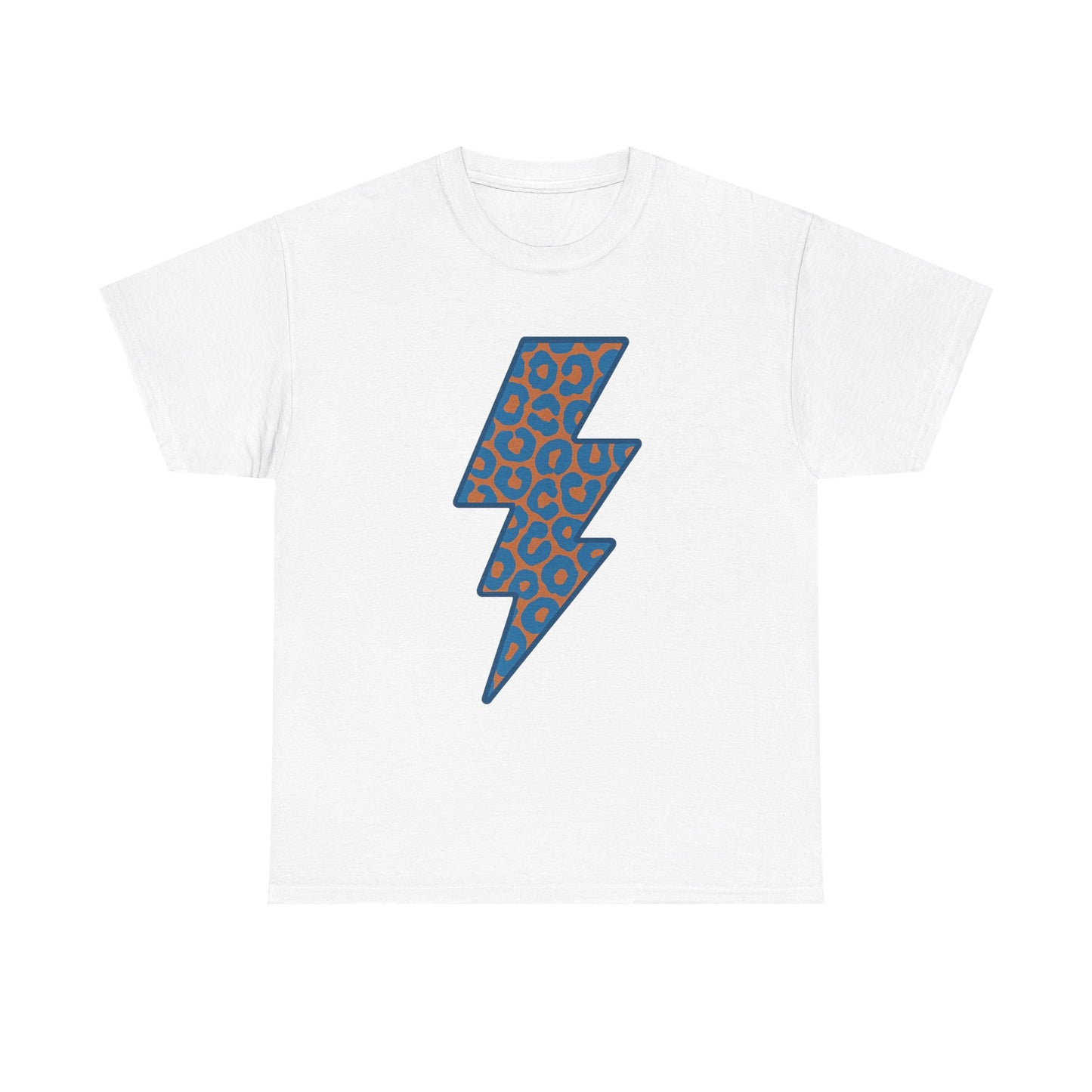 Blue Leopard Lightning Bolt T-Shirt | OKC Thunder Inspired Shirt | Orange & Blue Game Day Tee | Retro Lightning Graphic