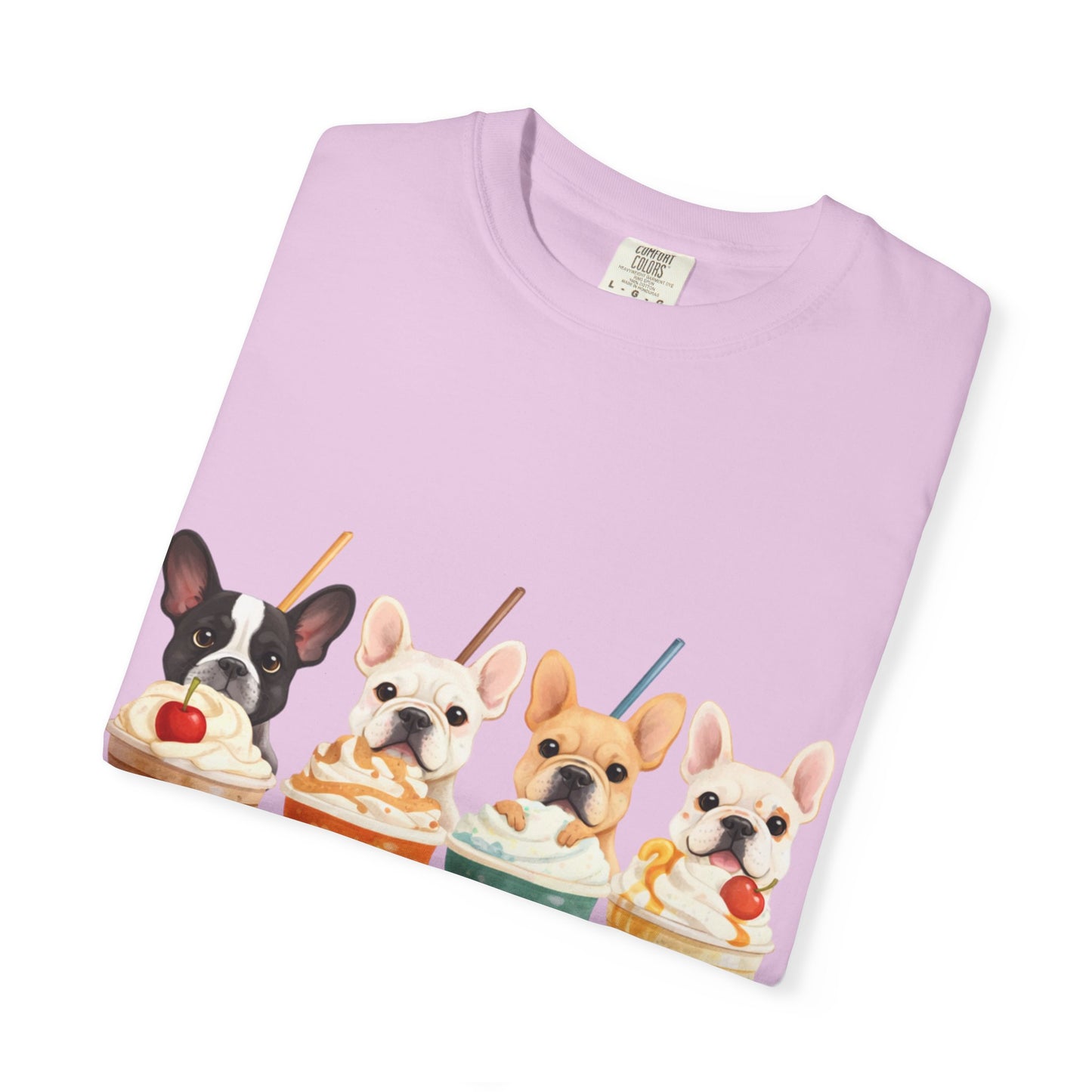 Frenchies & Frappés Shirt, French Bulldog Coffee Shirt, Cute Frenchie Café Tee, Coffee Lover Dog Shirt, Dog Mom Gift, French Bulldog Graphic Tee