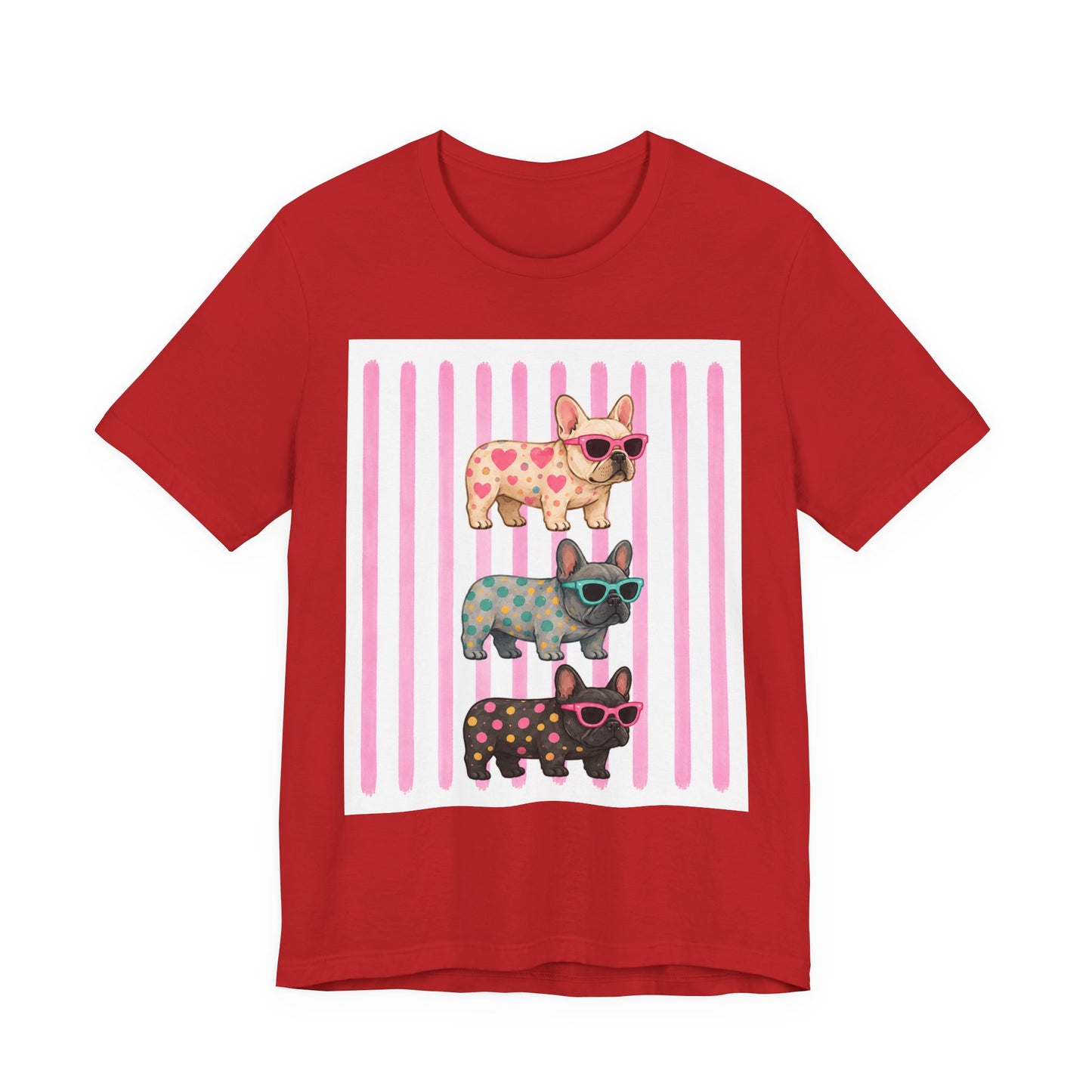 Cute French Bulldog Shirt, Pink Frenchie Sunglasses Tee, Colorful Frenchie Graphic Shirt, Dog Mom Gift, French Bulldog Lover T-Shirt