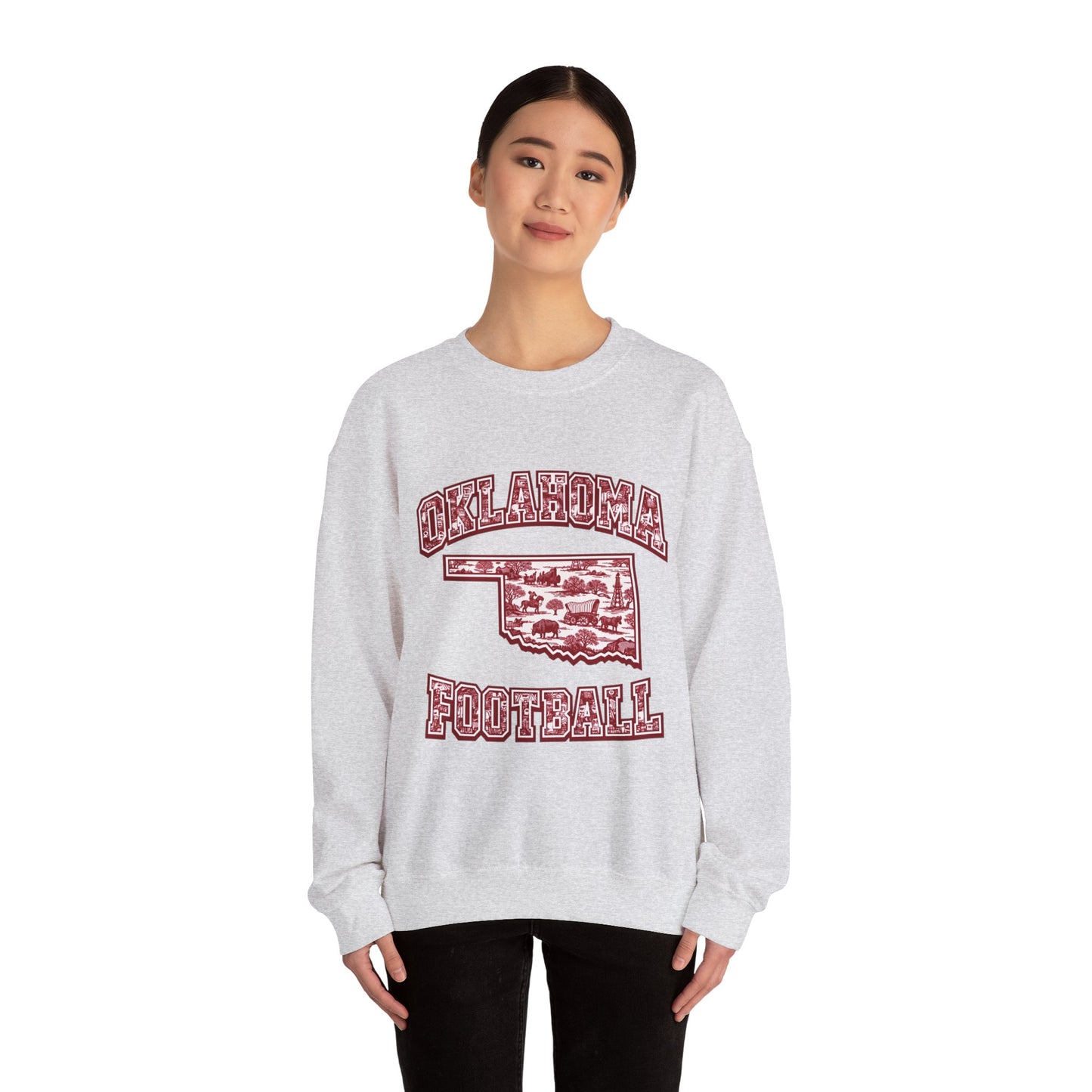 Oklahoma Football Sweatshirt, Oklahoma State Toile Crewneck, Crimson Game Day Sweatshirt, Oklahoma Fan Gift, Vintage Football Crewneck, sooner