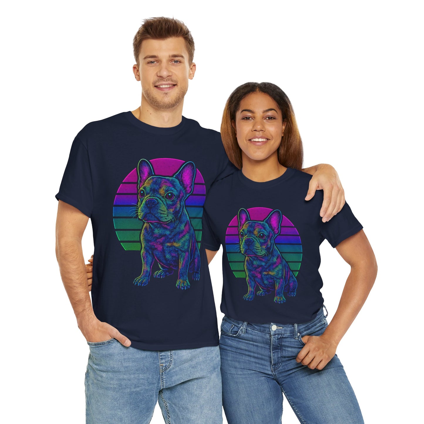 Neon French Bulldog T-Shirt | Retro 80s Frenchie Tee | Colorful Dog Lover Shirt | Electric Frenchie Gift for Men & Women