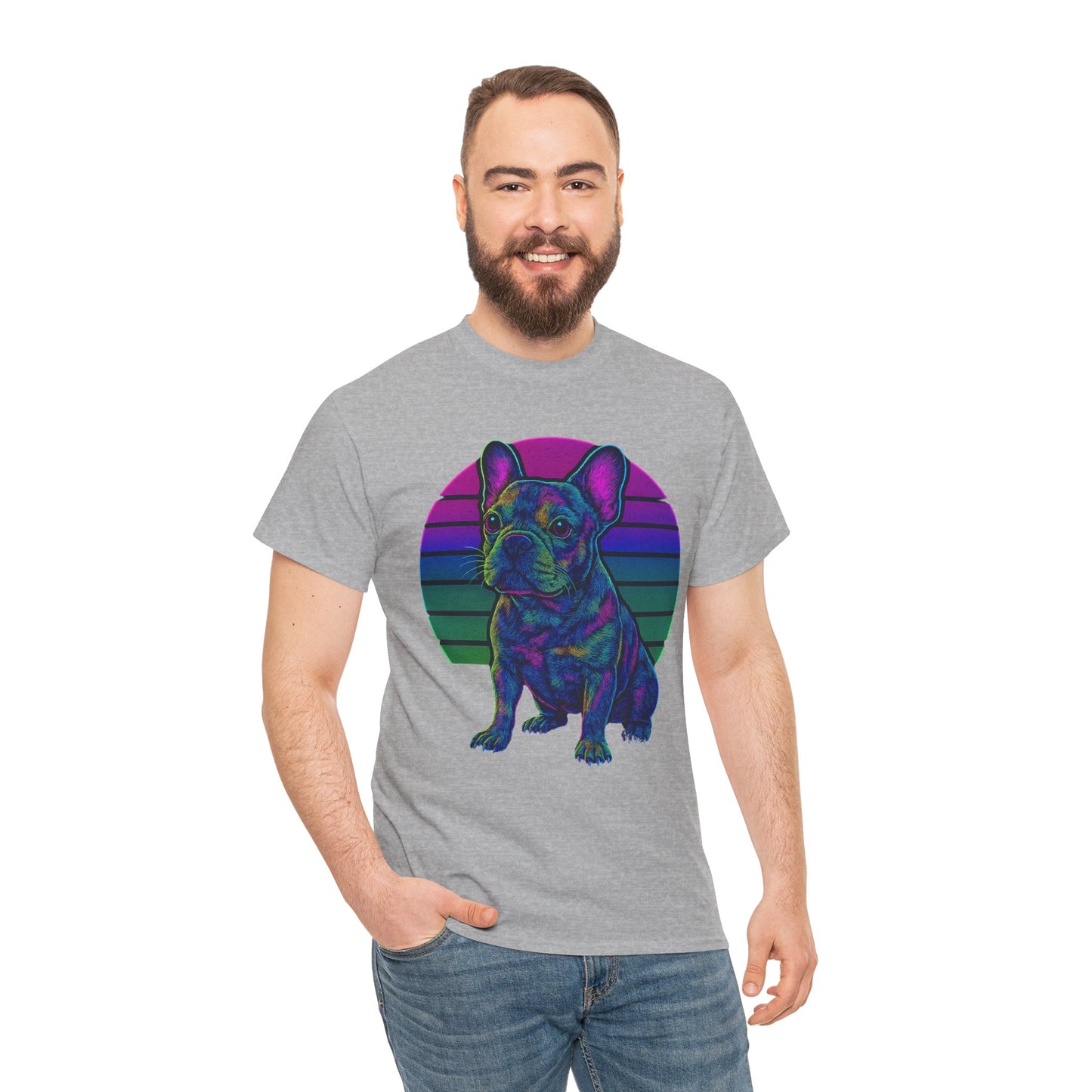 Neon French Bulldog T-Shirt | Retro 80s Frenchie Tee | Colorful Dog Lover Shirt | Electric Frenchie Gift for Men & Women