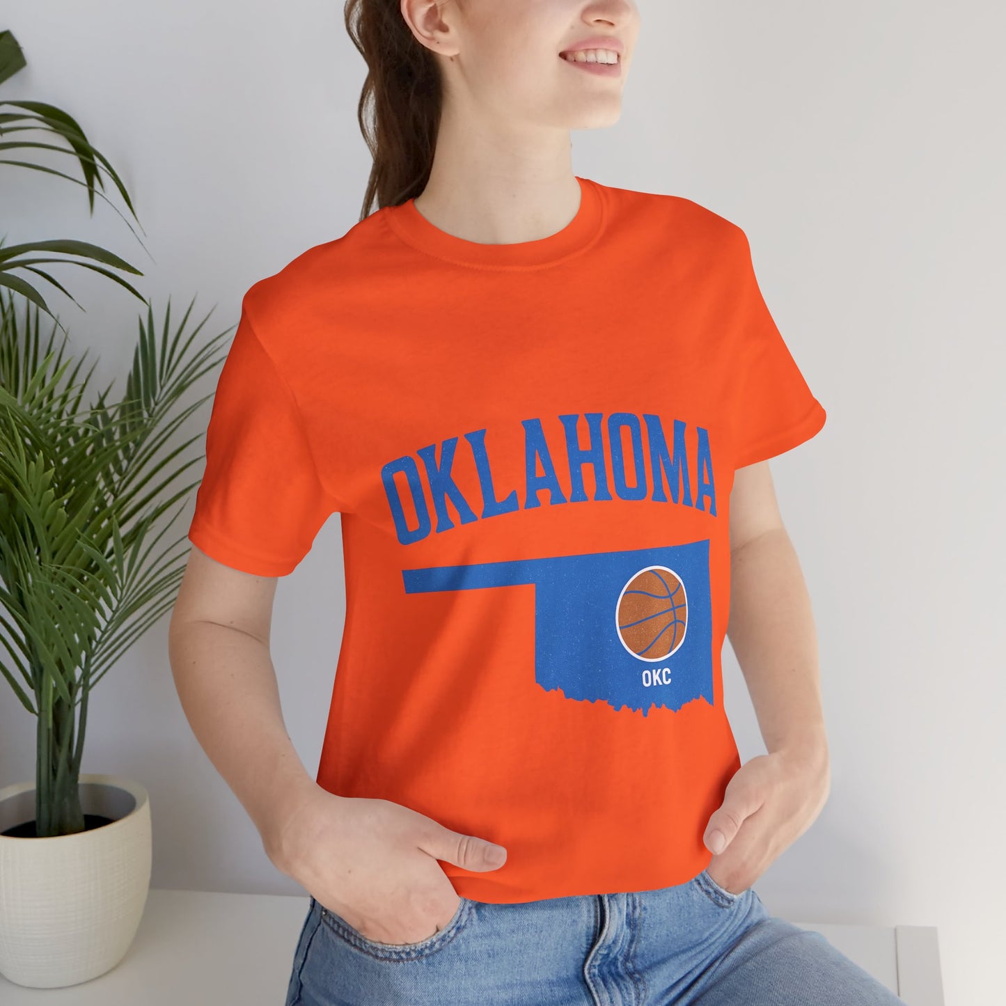 Oklahoma Basketball T-Shirt | OKC State Outline Tee | Blue and Orange Game Day Shirt | Retro Oklahoma Sports Graphic Top