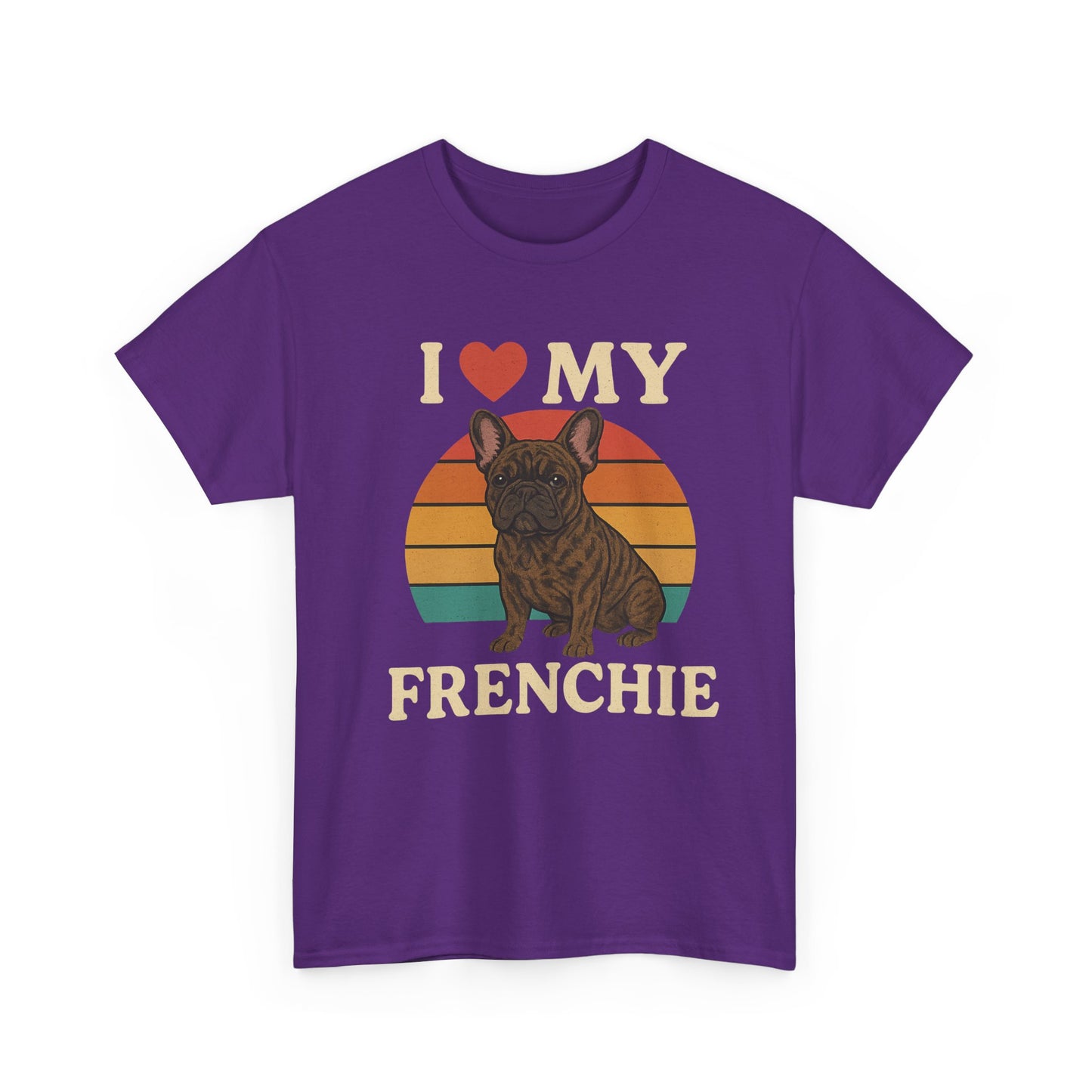 I Love My Frenchie T-Shirt | Retro French Bulldog Tee | Vintage Dog Lover Gift | Frenchie Mom & Dad Shirt | Brindle Bulldog Graphic Top