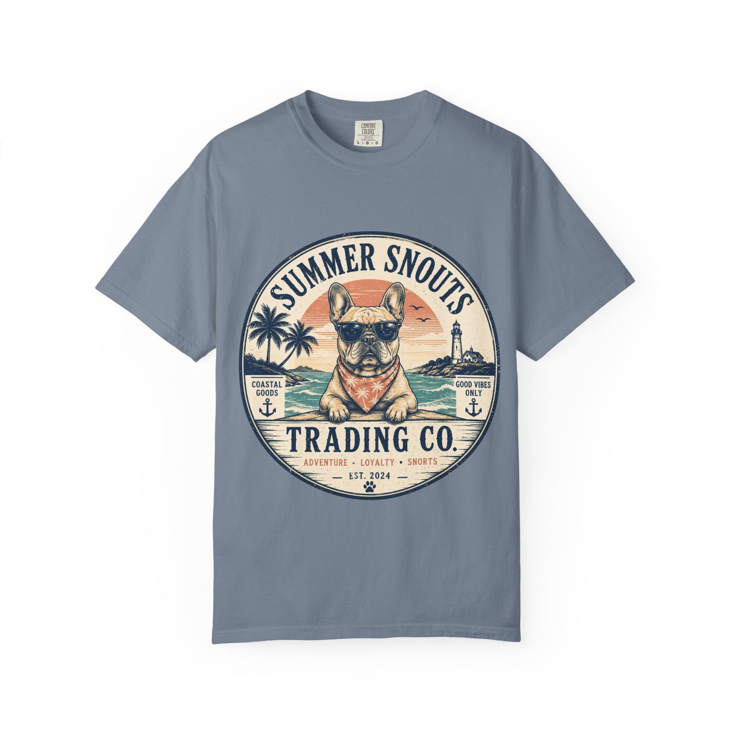 Summer Snouts Trading Co. T-Shirt — Vintage Beach French Bulldog Graphic Tee