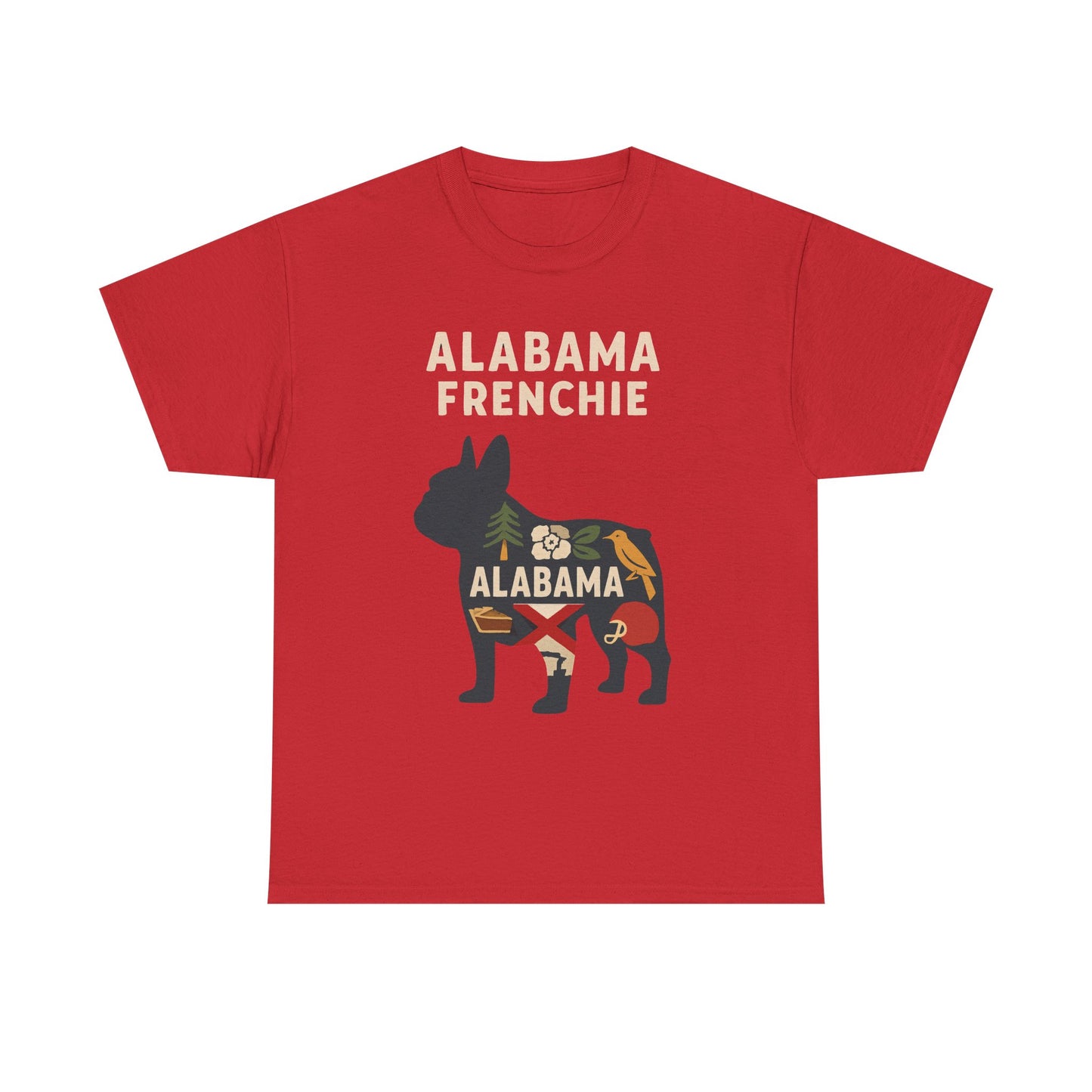 Alabama Frenchie T-Shirt – French Bulldog State Pride Tee, Retro Alabama Dog Lover Shirt, Southern Frenchie Gift for Pet Lovers