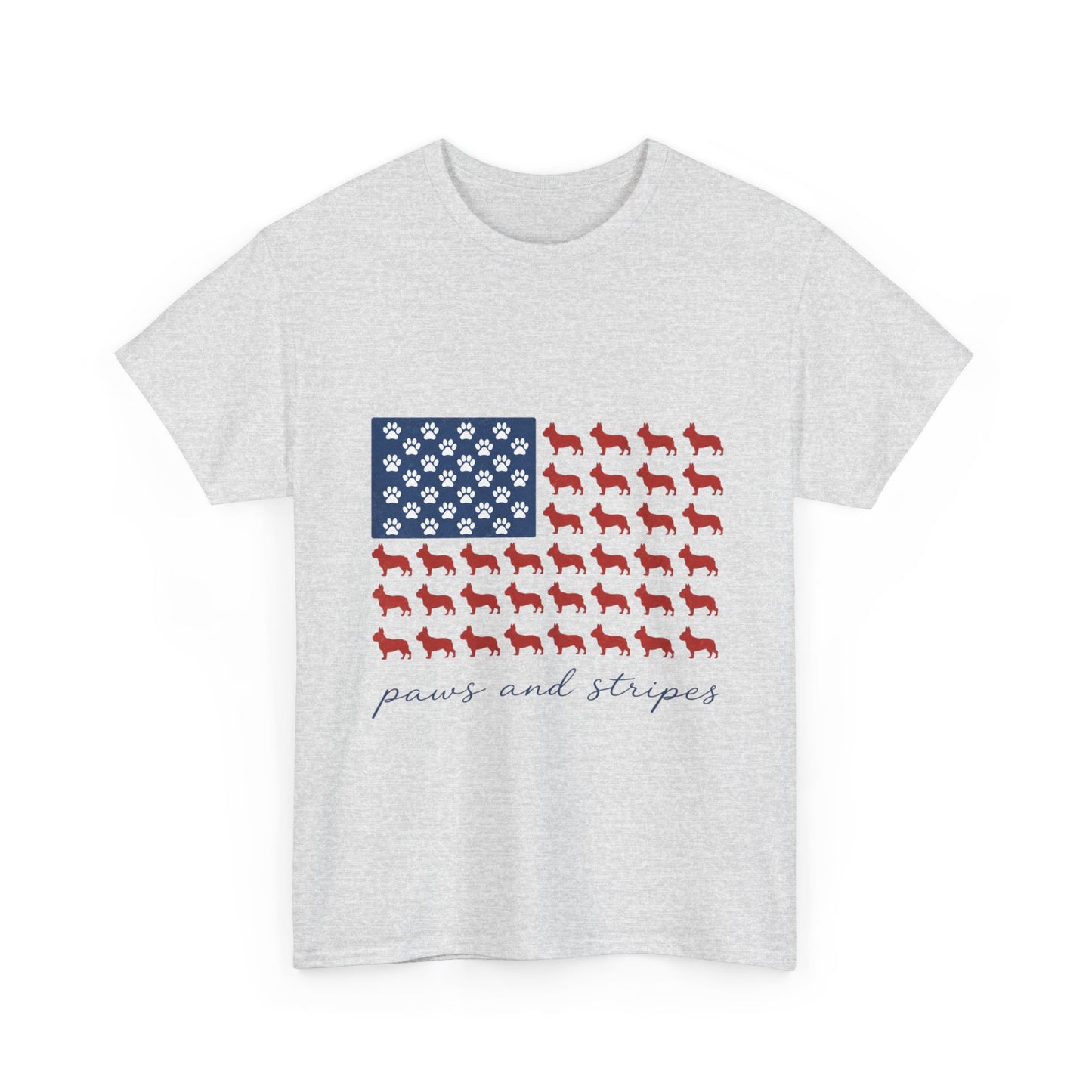Paws and Stripes Shirt, Patriotic French Bulldog Tee, Frenchie American Flag Shirt, 4th of July Dog Lover Gift, USA Frenchie Tee