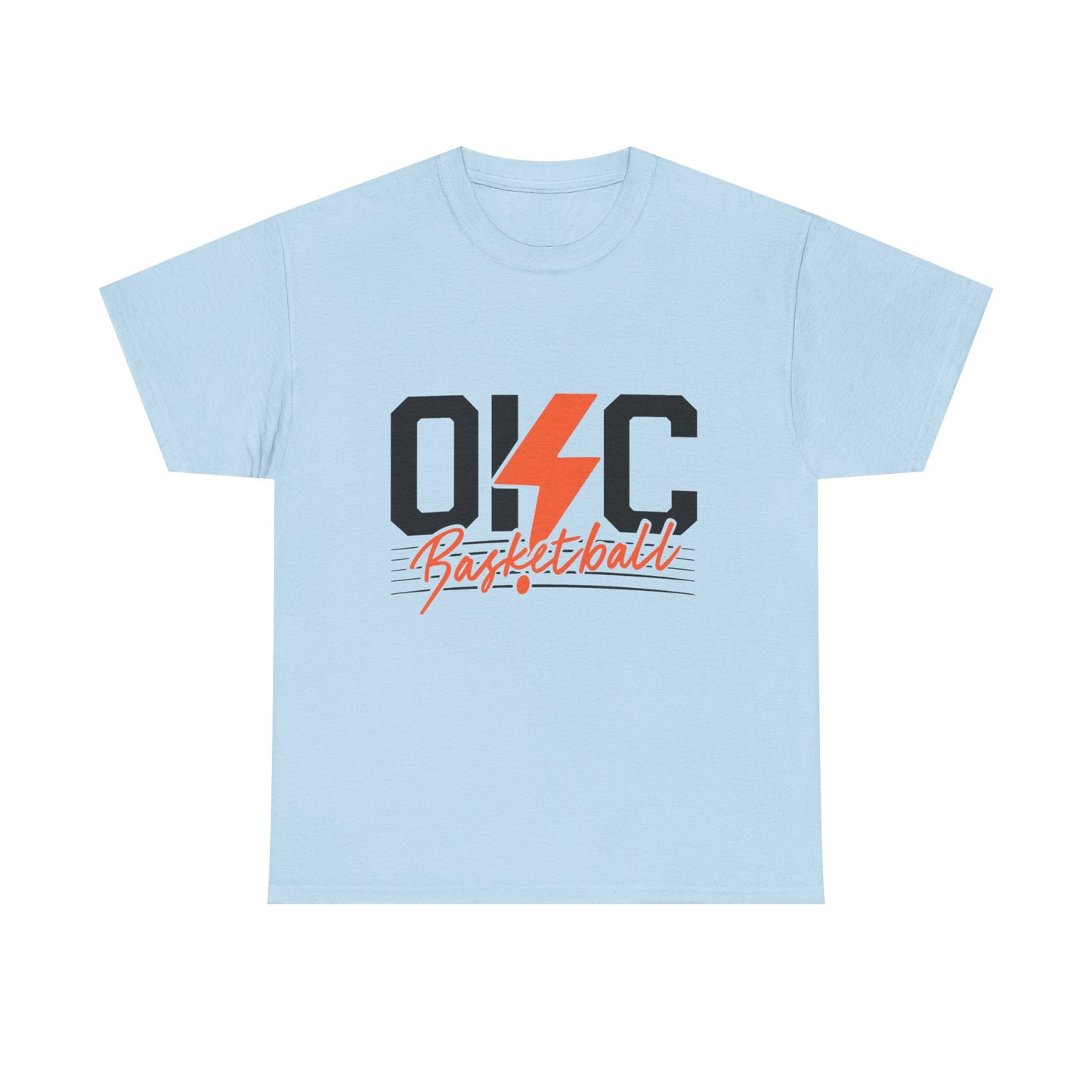 OKC Basketball Lightning Bolt Shirt • Retro Oklahoma City Hoops Tee • Blue & Orange Game Day T-Shirt • Local Basketball Fan Gift