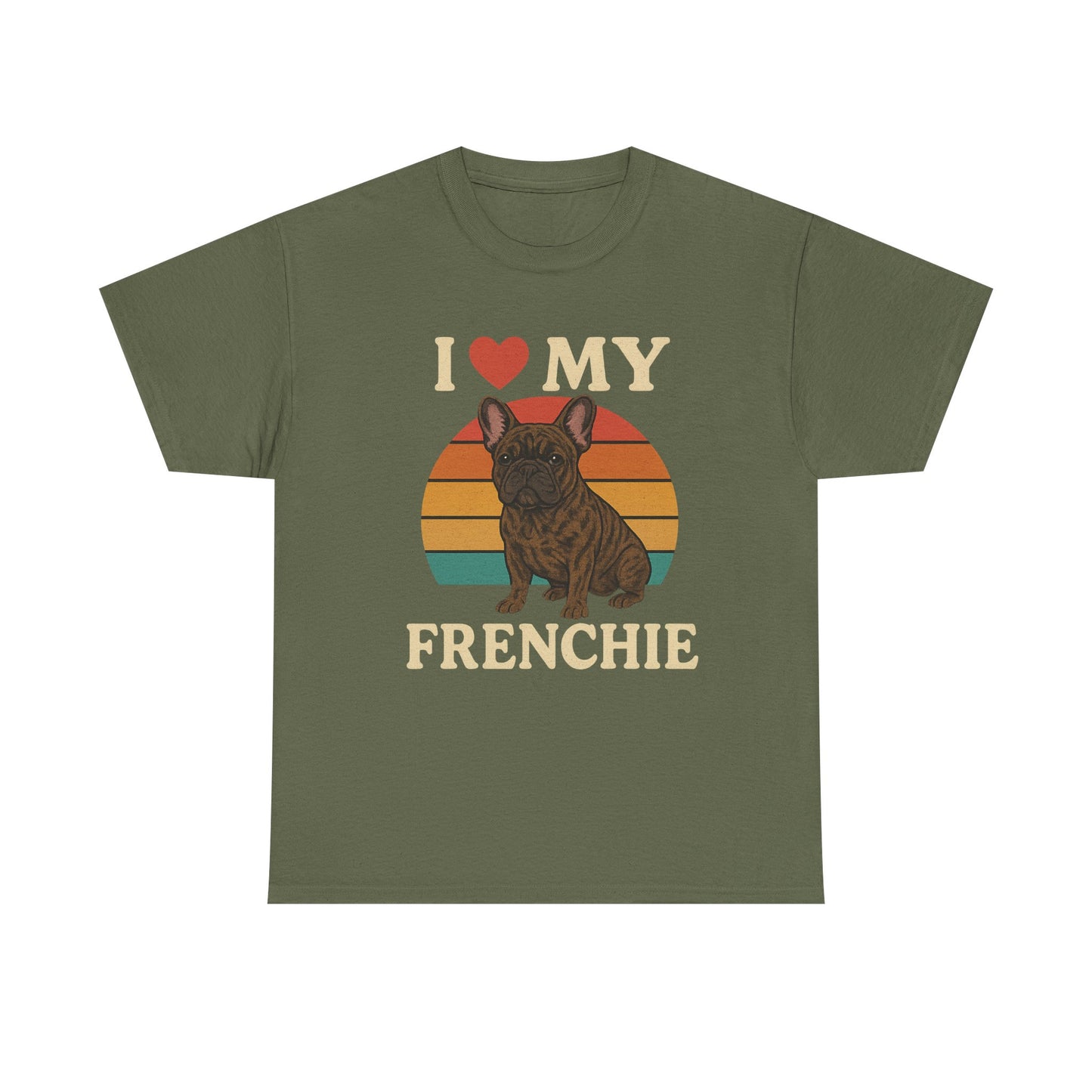 I Love My Frenchie T-Shirt | Retro French Bulldog Tee | Vintage Dog Lover Gift | Frenchie Mom & Dad Shirt | Brindle Bulldog Graphic Top