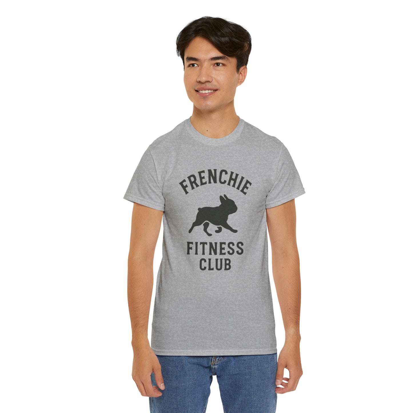 Frenchie Fitness Club T-Shirt | Funny French Bulldog Gym Tee | Dog Lover Workout Shirt | Frenchie Mom Gift | Cute Fitness Dog Graphic Tee