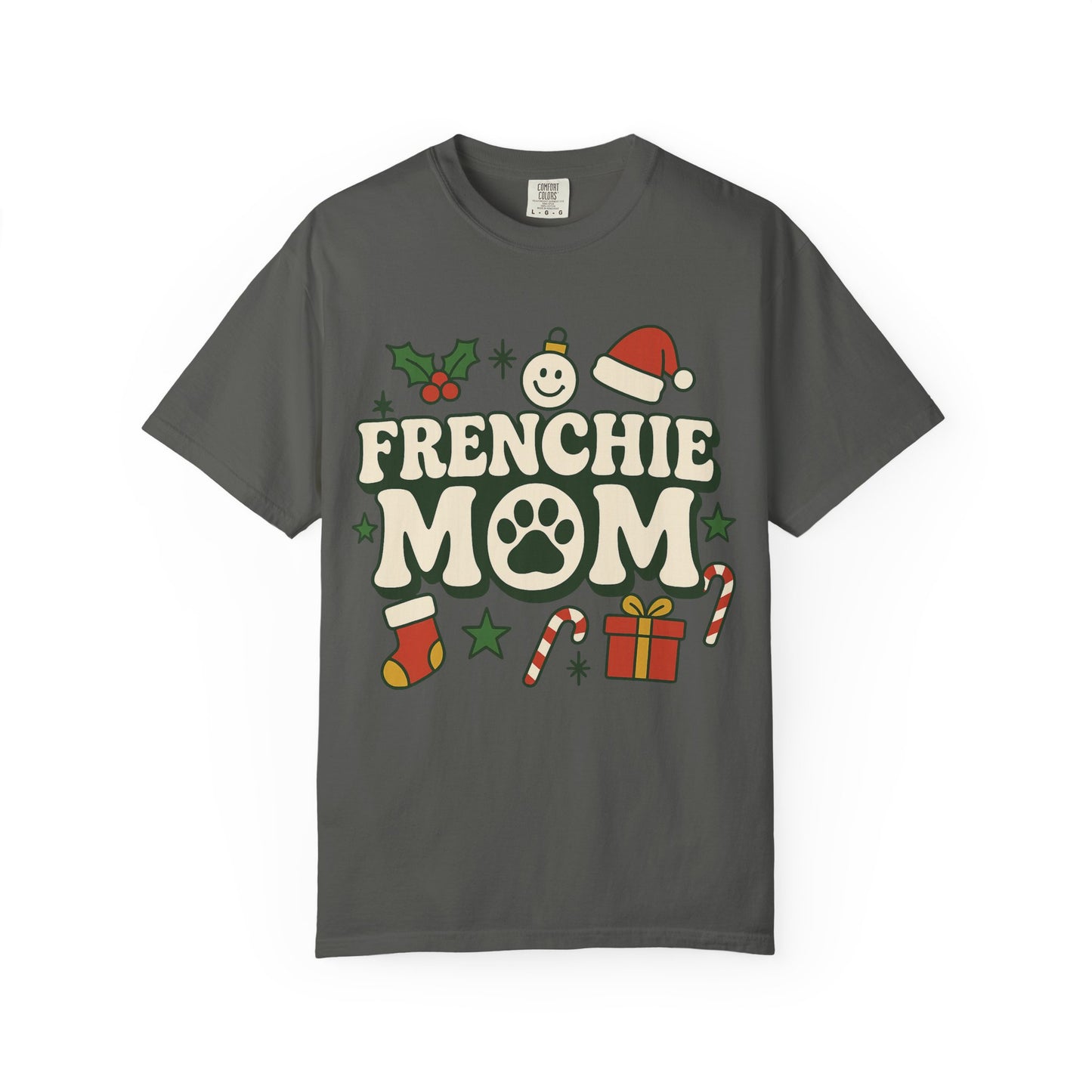Merry Frenchie Mom T-Shirt | Christmas Dog Mom Tee | Festive French Bulldog Top | Cute Holiday Dog Lover Gift Shirt